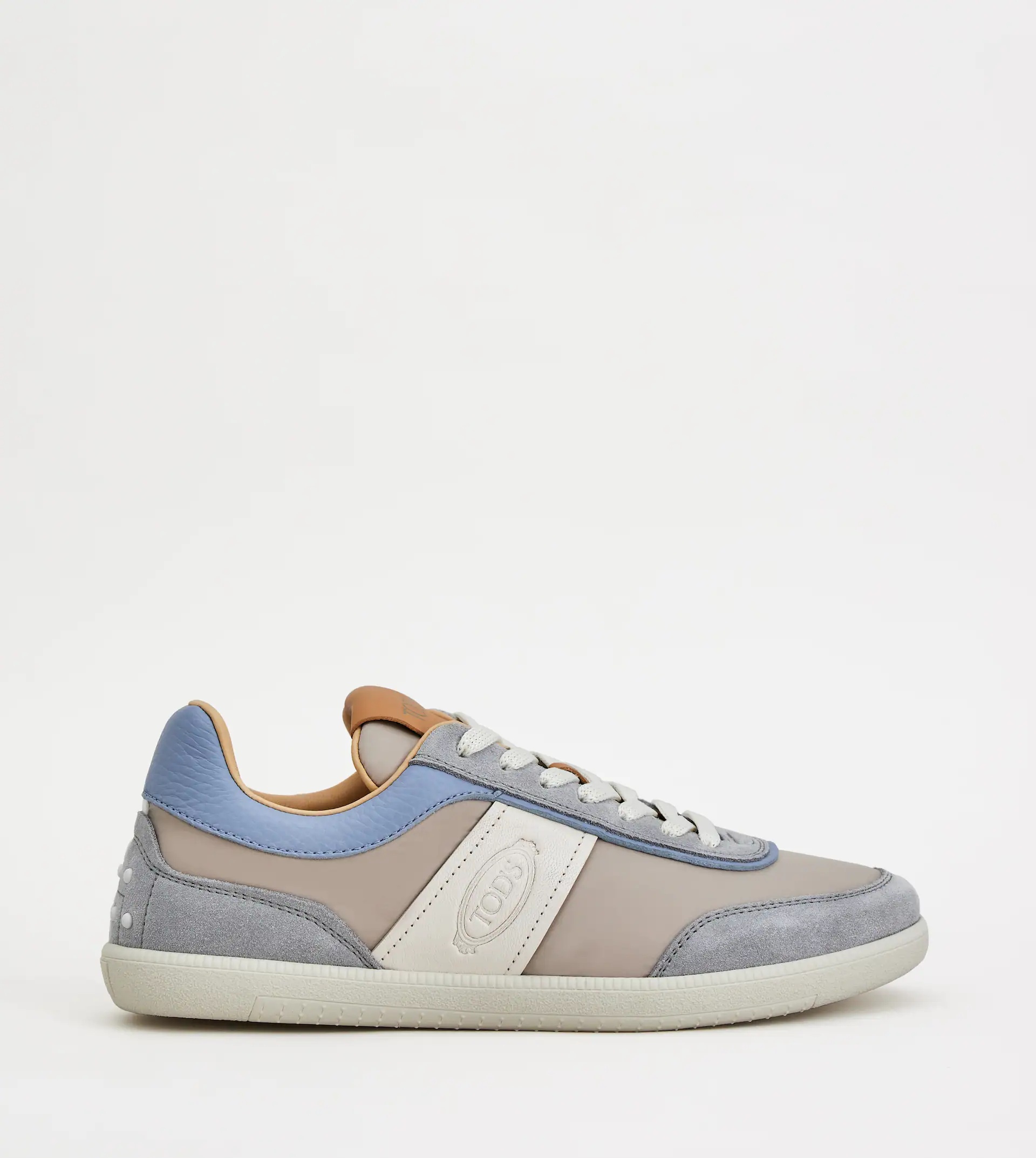 TOD'S TABS SNEAKERS IN SUEDE AND TECHNICAL FABRIC - LIGHT BLUE, GREY, WHITE - 1