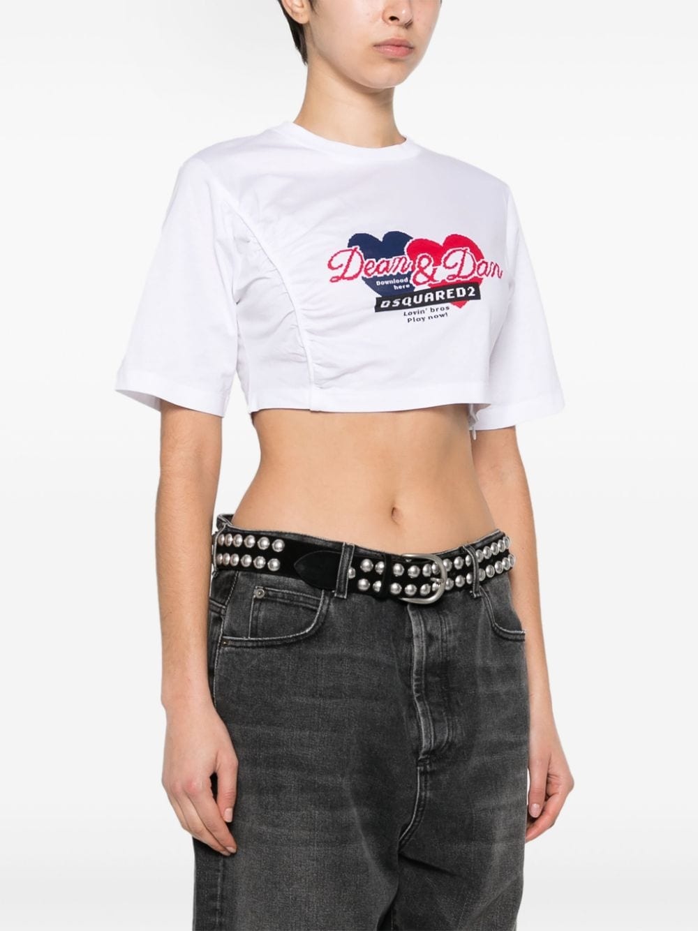 gathered cropped T-shirt - 3