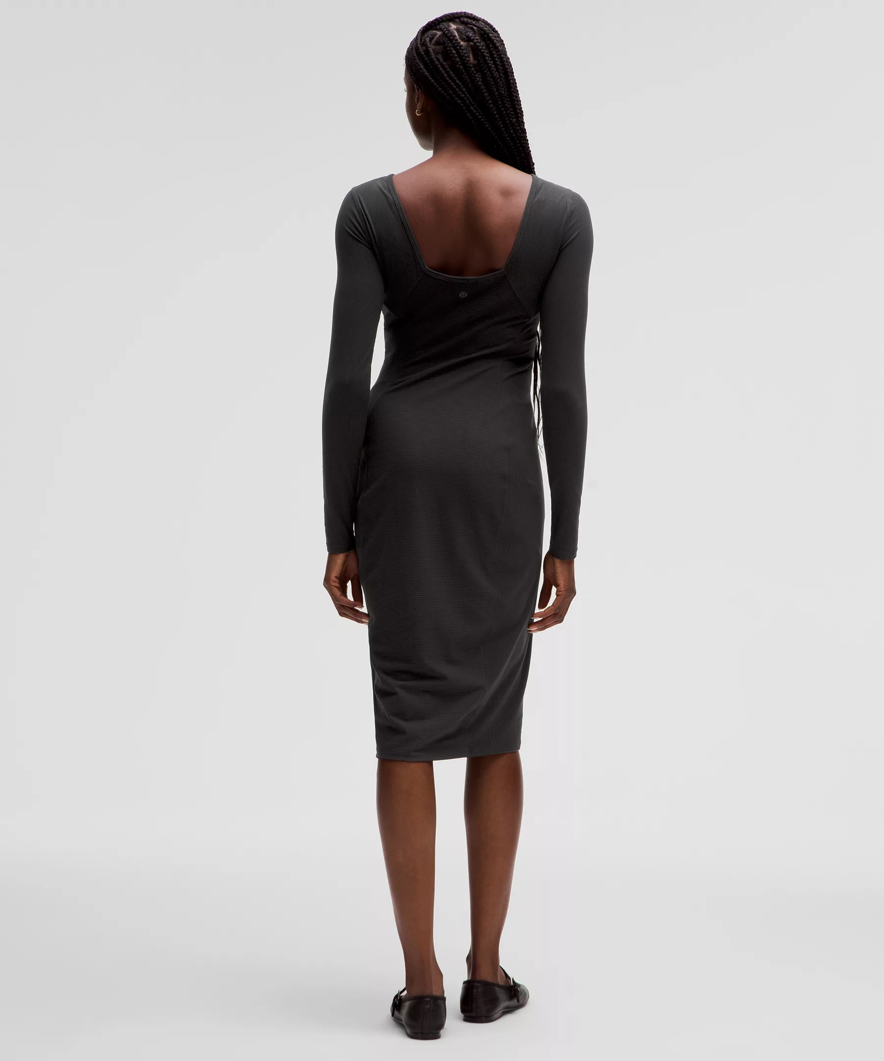 Ribbed Nulu Scoop-Back Long-Sleeve Dress - 2