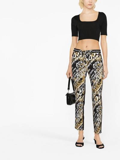 VERSACE JEANS COUTURE Brush Couture-print skinny cropped trousers outlook