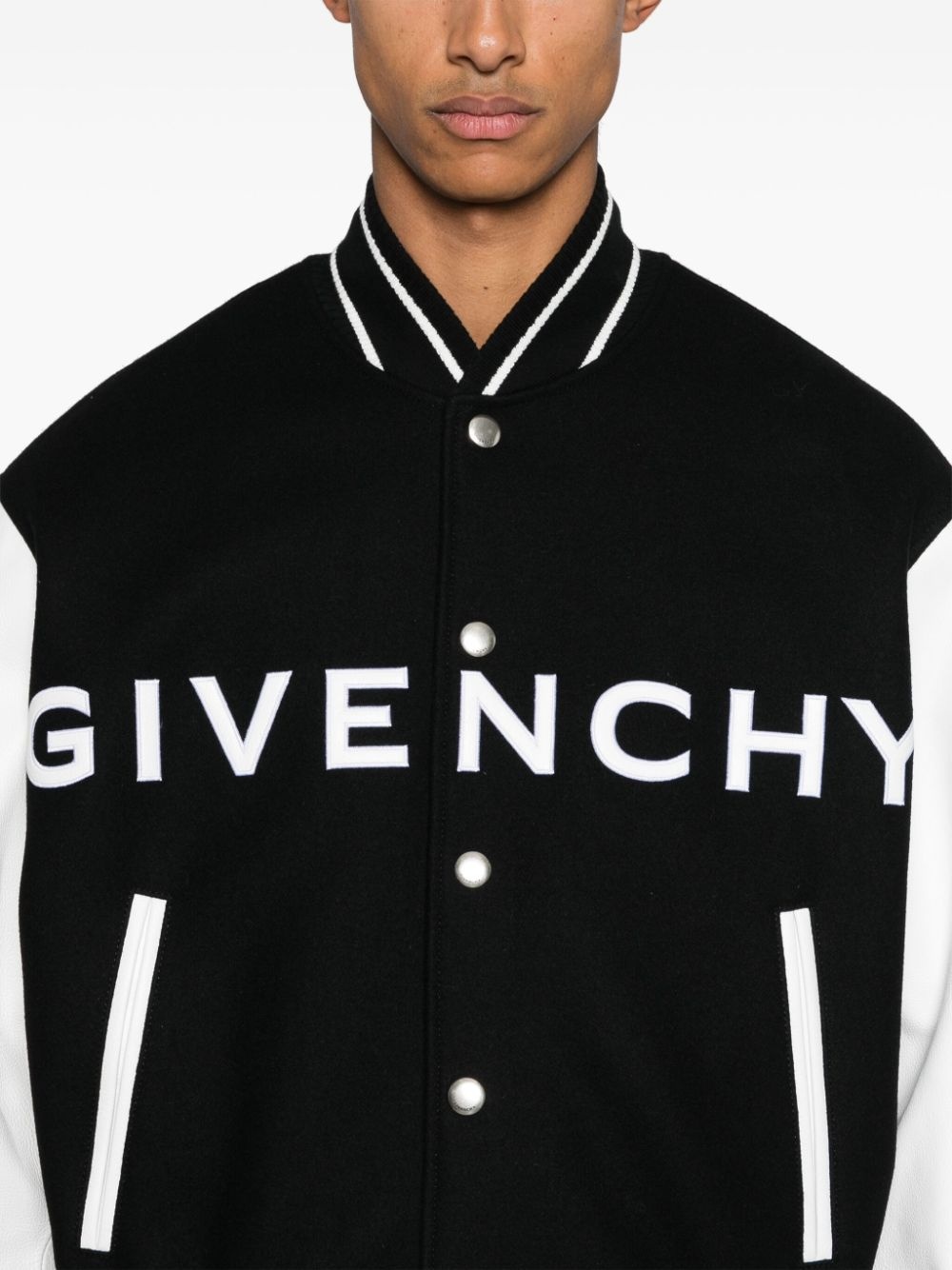 contrasting-sleeves bomber jacket - 5