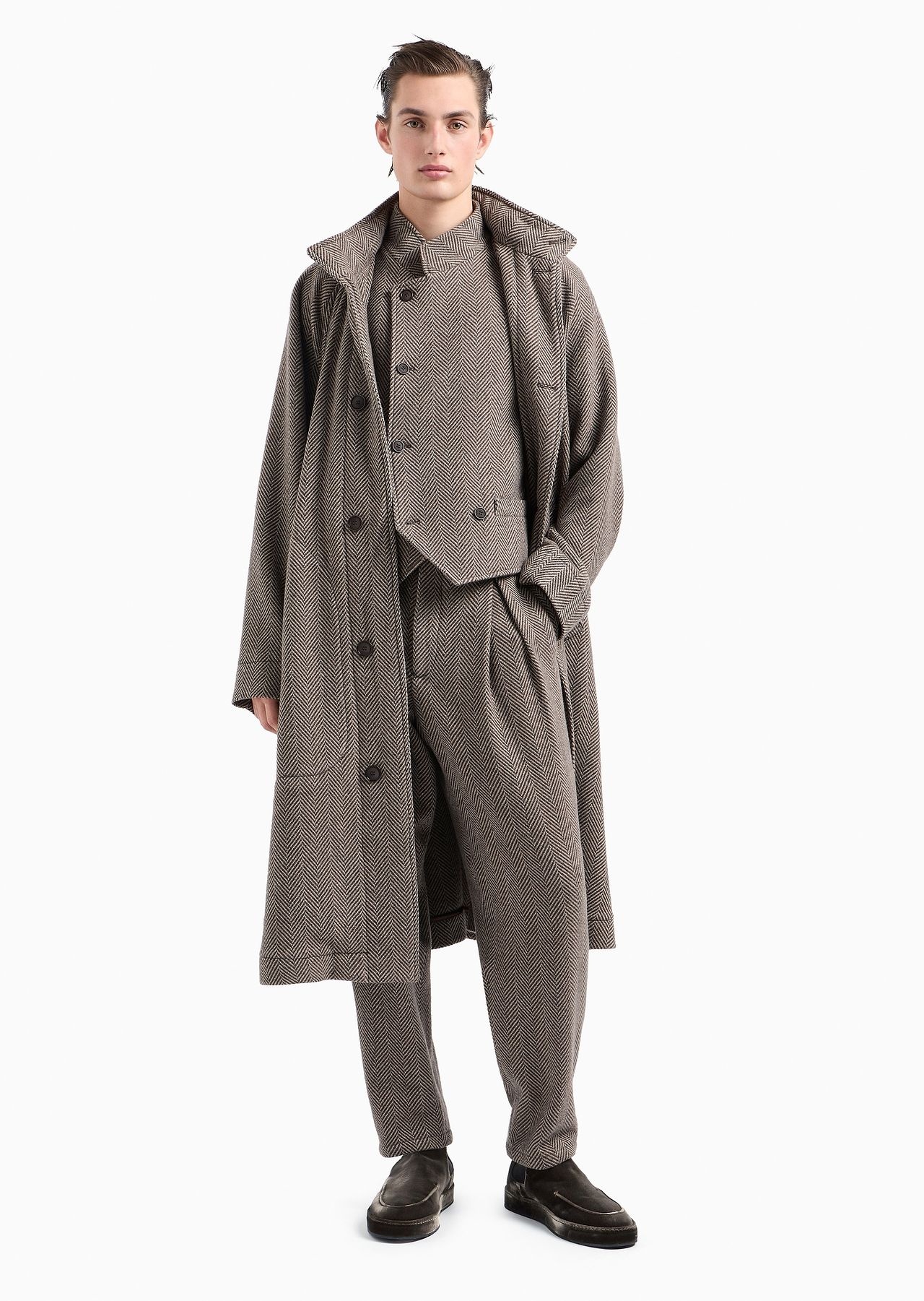 One-pleat trousers in a jacquard cashmere blend cloth - 4