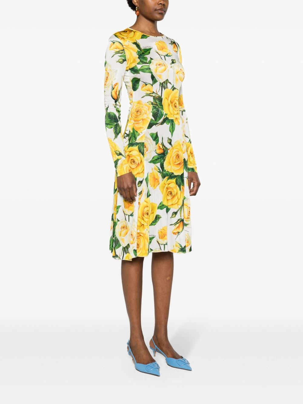 floral-print flared midi dress - 3