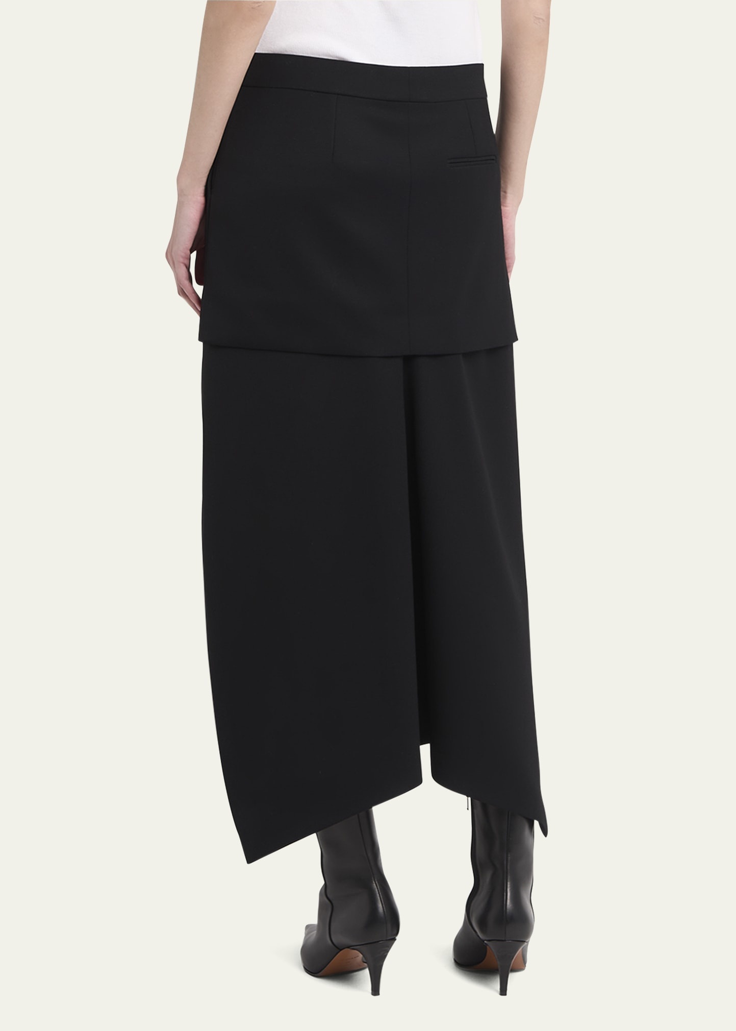 Layered High Low Wool Skirt - 3