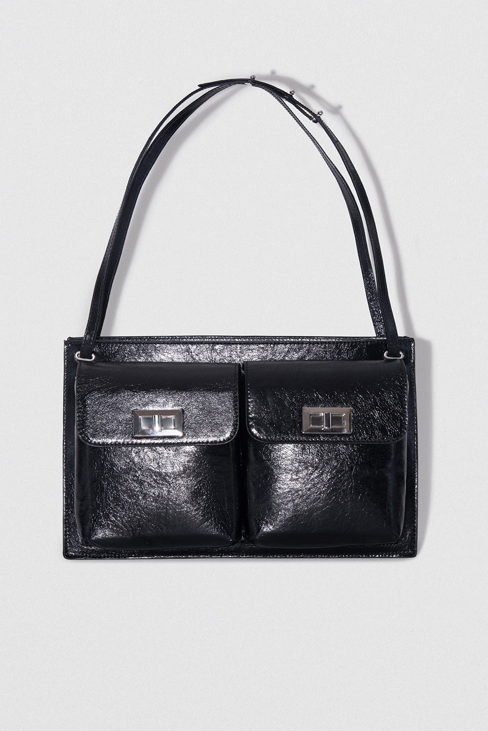 BILLY TOTE BLACK CREASED LEATHER - 1