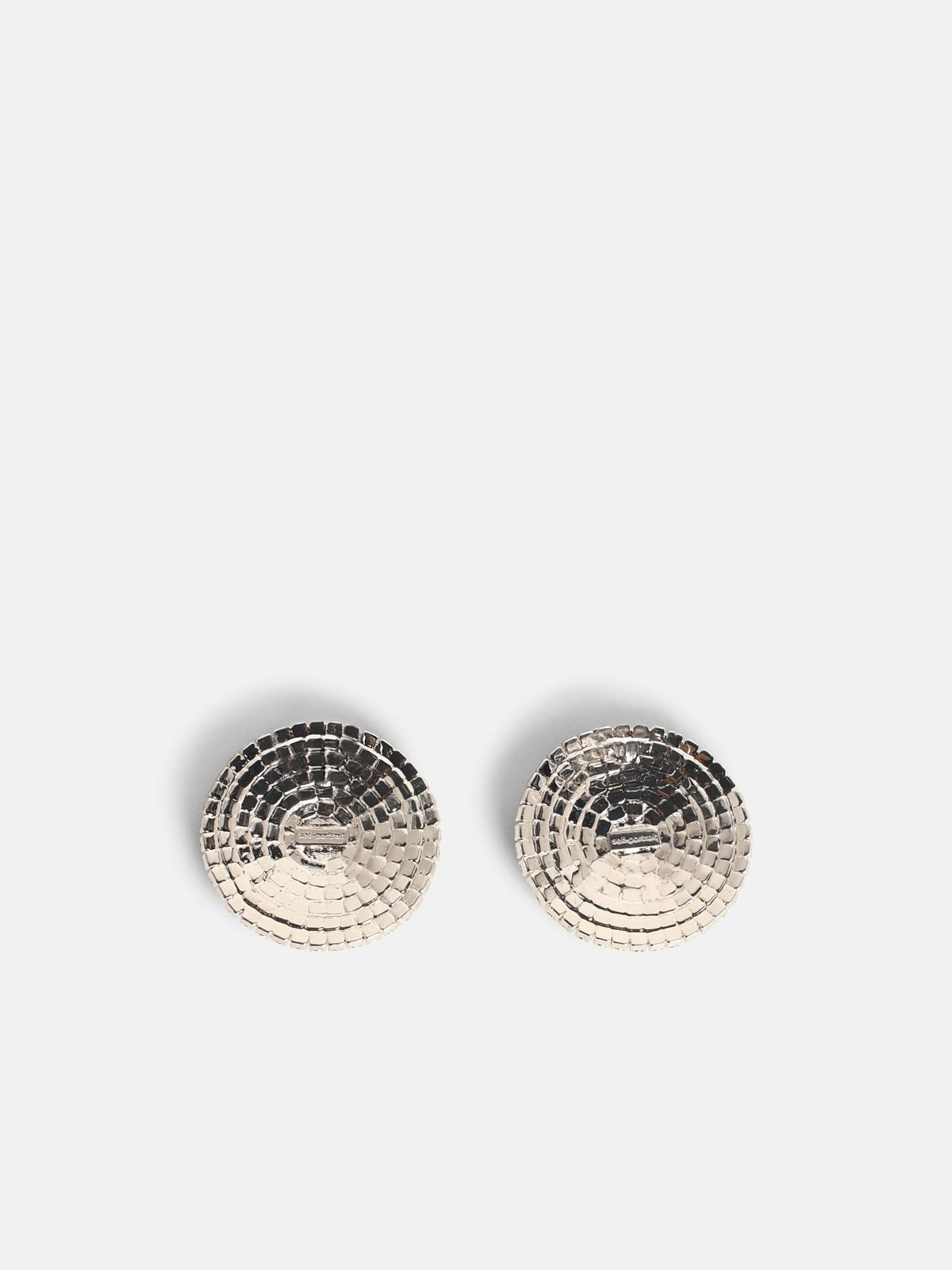 'ROUND CRYS' SILVER-PLATED BRASS EARRINGS - 2
