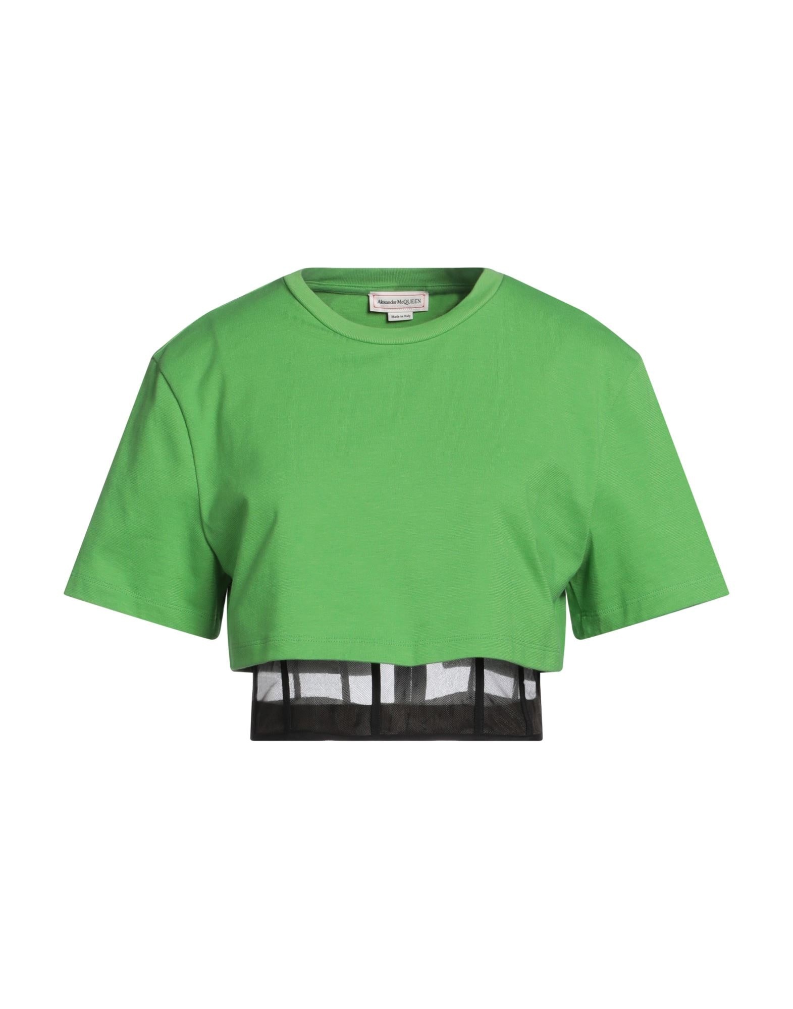 Alexander McQueen Light green Women's T-shirt yoox REVERSIBLE