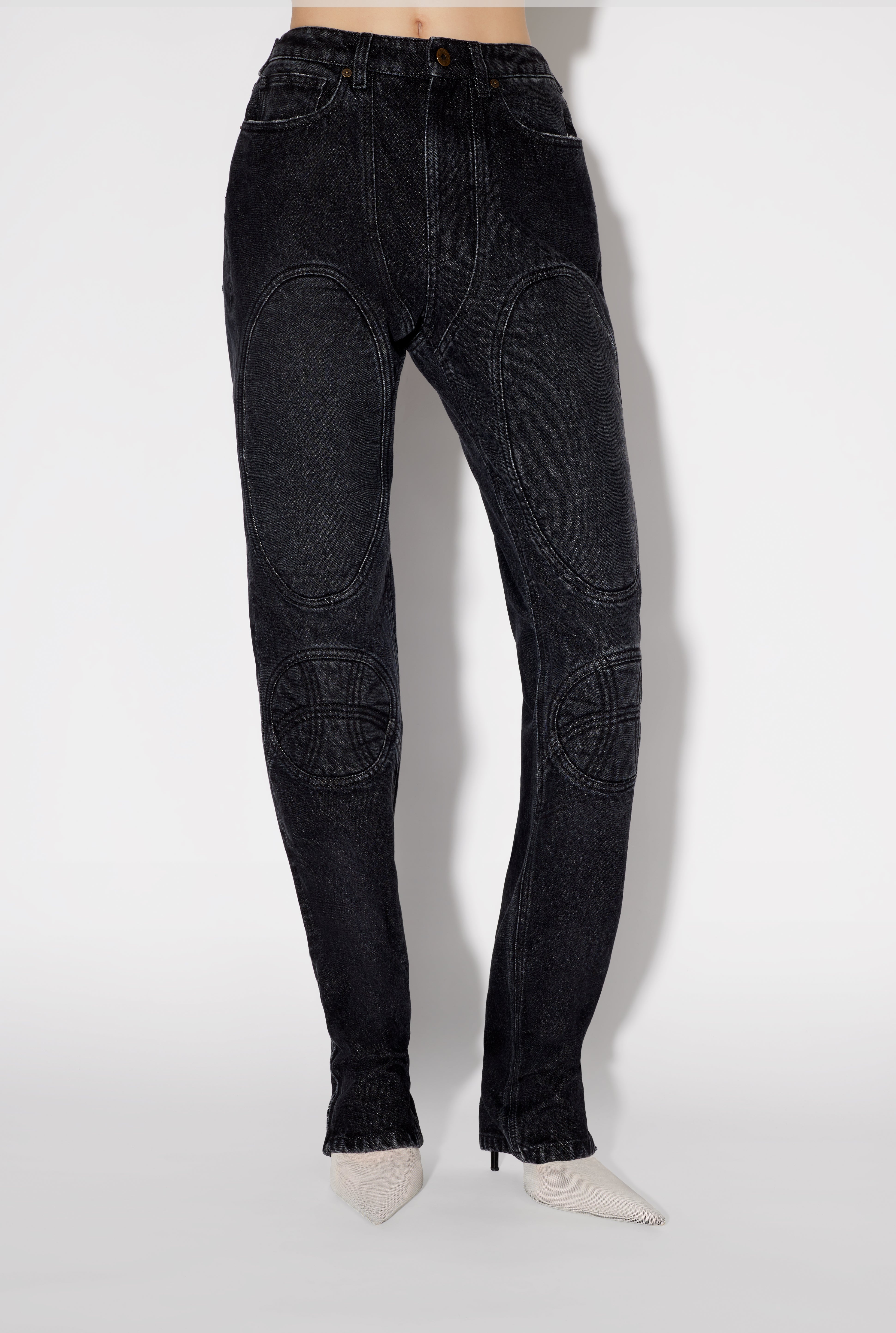 THE BLACK LACE-UP DENIM JEANS - 4