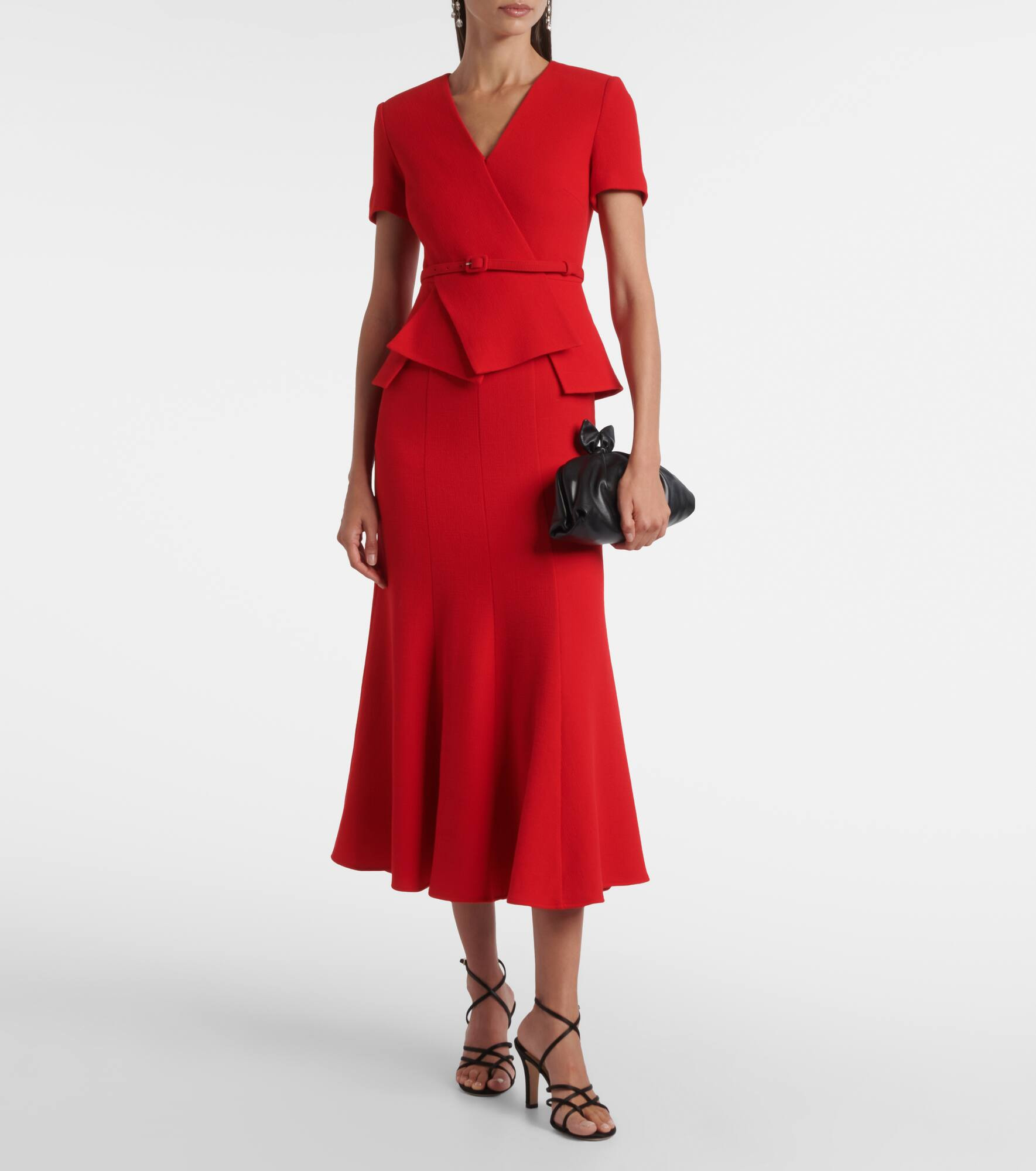 Draped peplum wool midi dress - 2