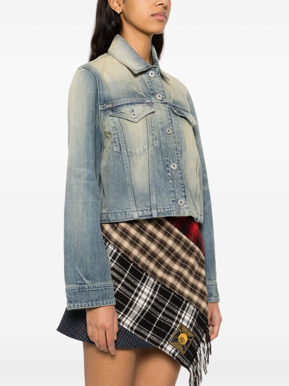 logo-embroidery denim jacket - 3