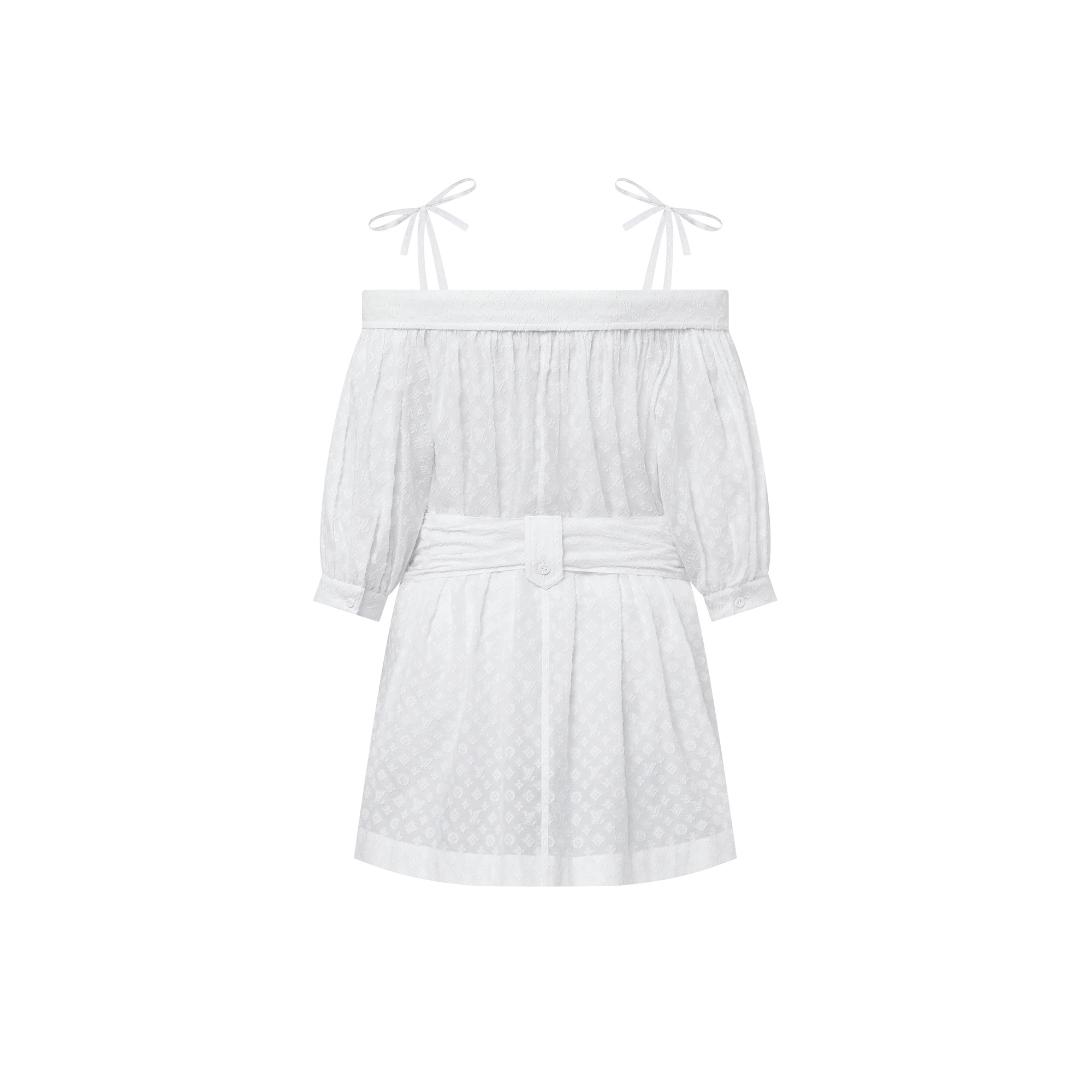Monogram Fil Coupé Off-The-Shoulder Shirt Dress - 3
