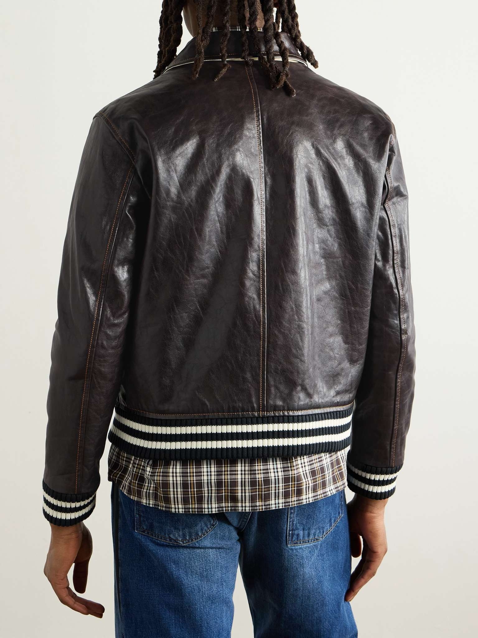 Prince Logo-Appliquéd Padded Leather Varsity Jacket - 3