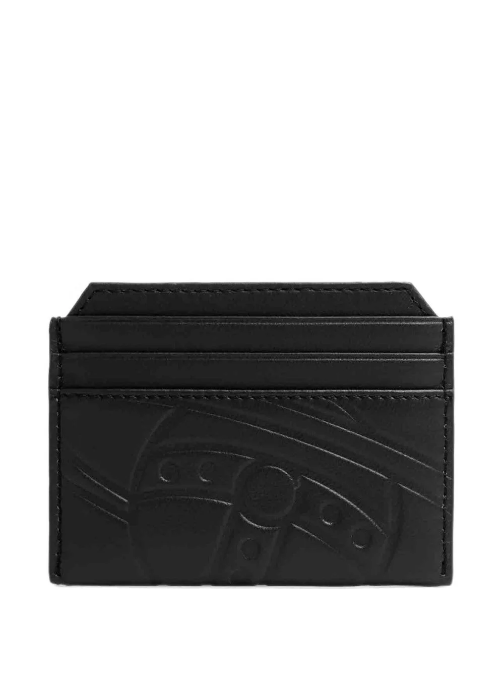 Orb-debossed leather card holder - 1