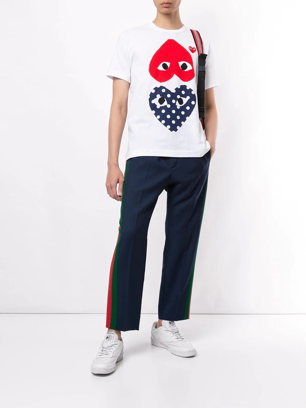 heart print crew neck T-shirt - 2