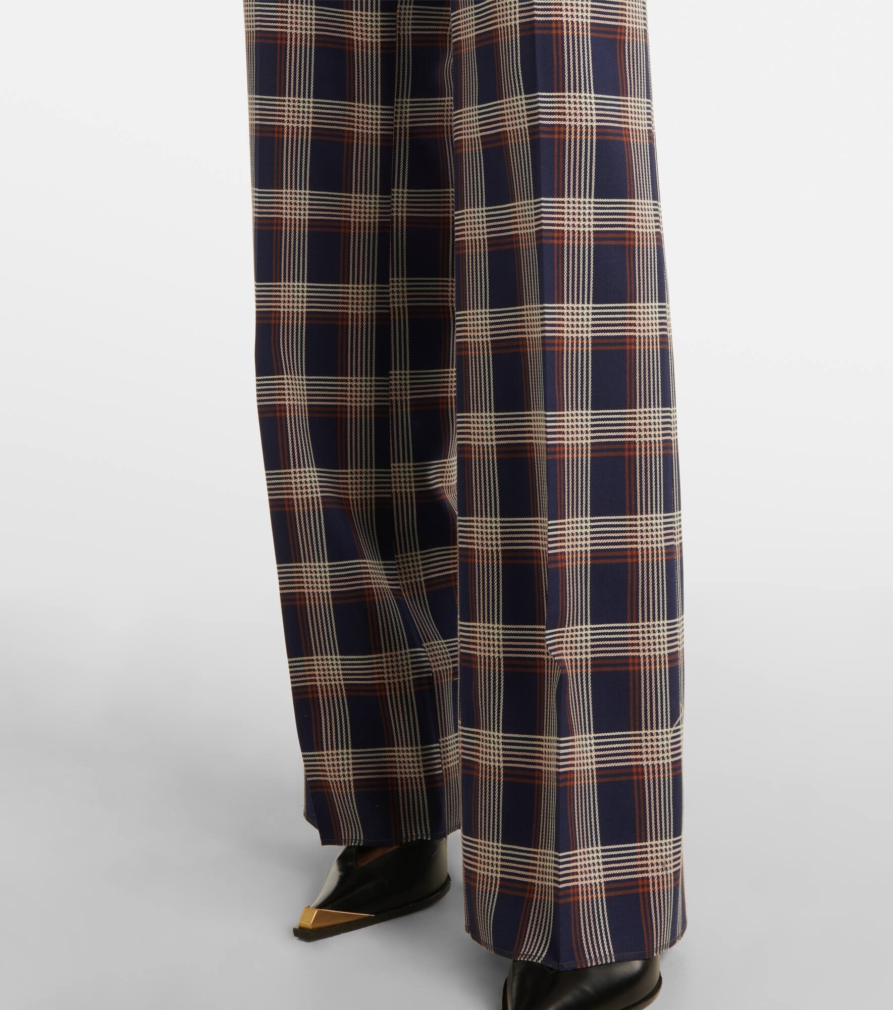Checked high-rise wool wide-leg pants - 5