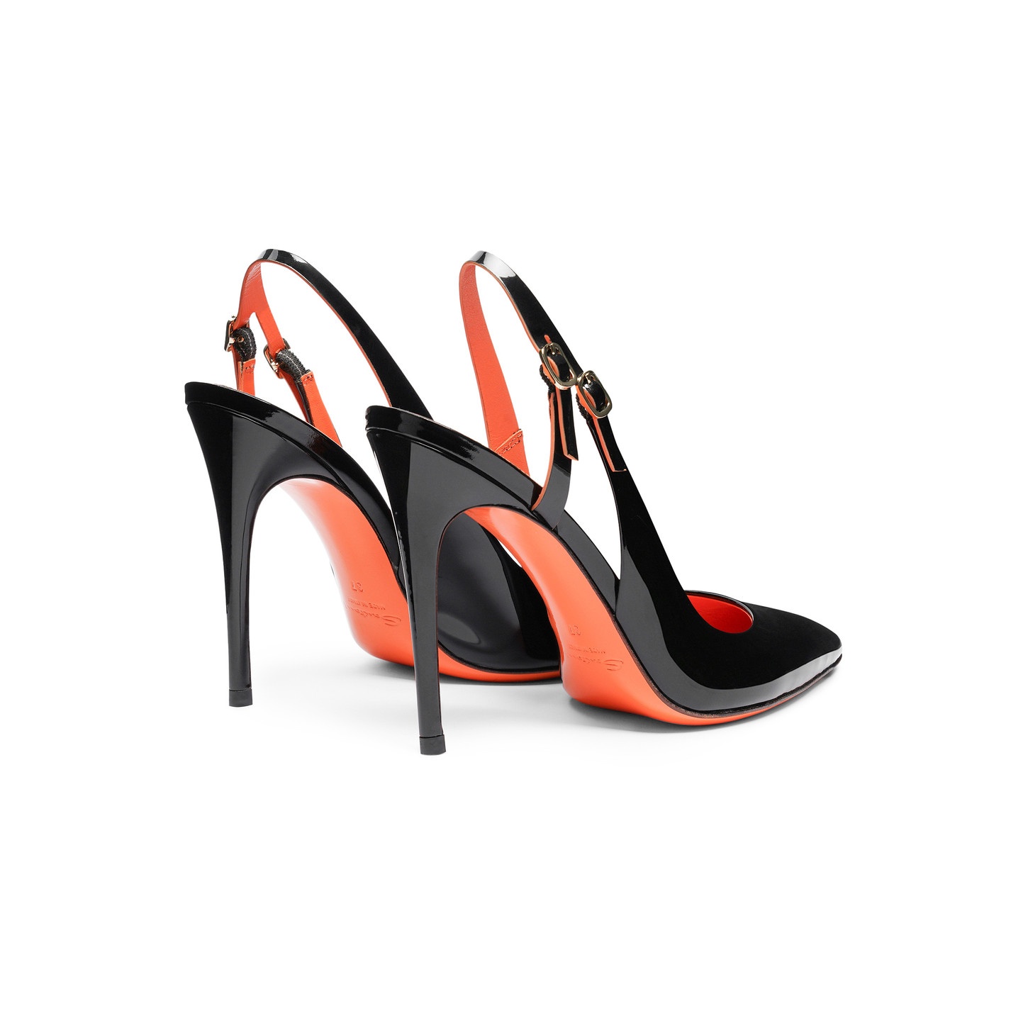 Women's black patent leather high-heel slingback - 3