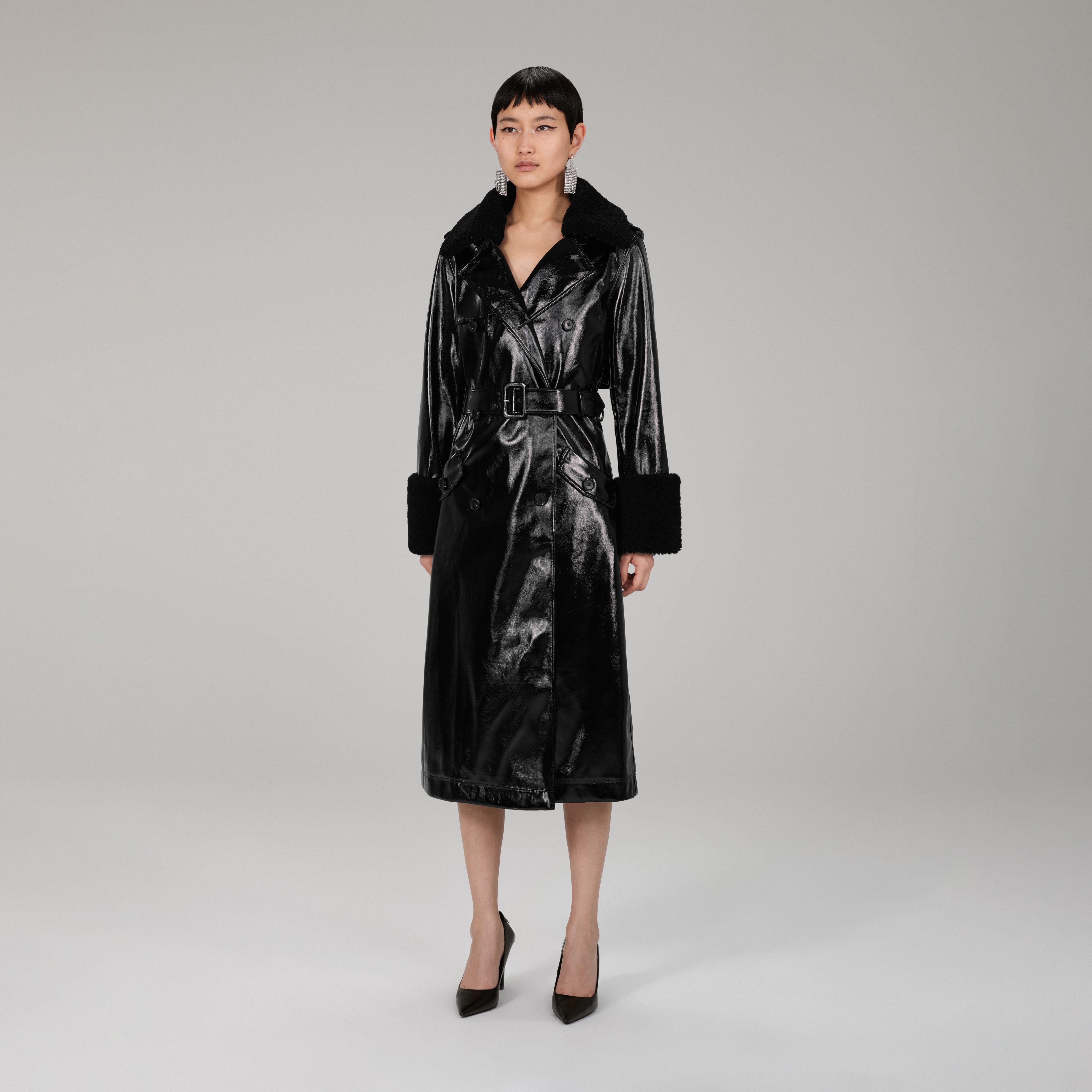 Black Patent Coat - 2