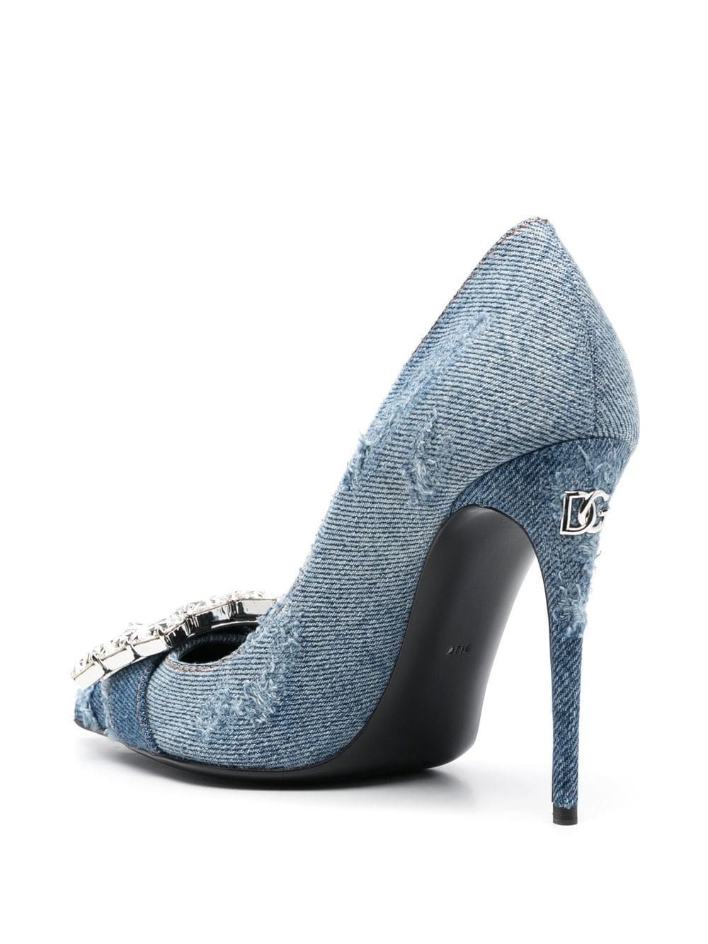 crystal-embellished denim pumps - 3