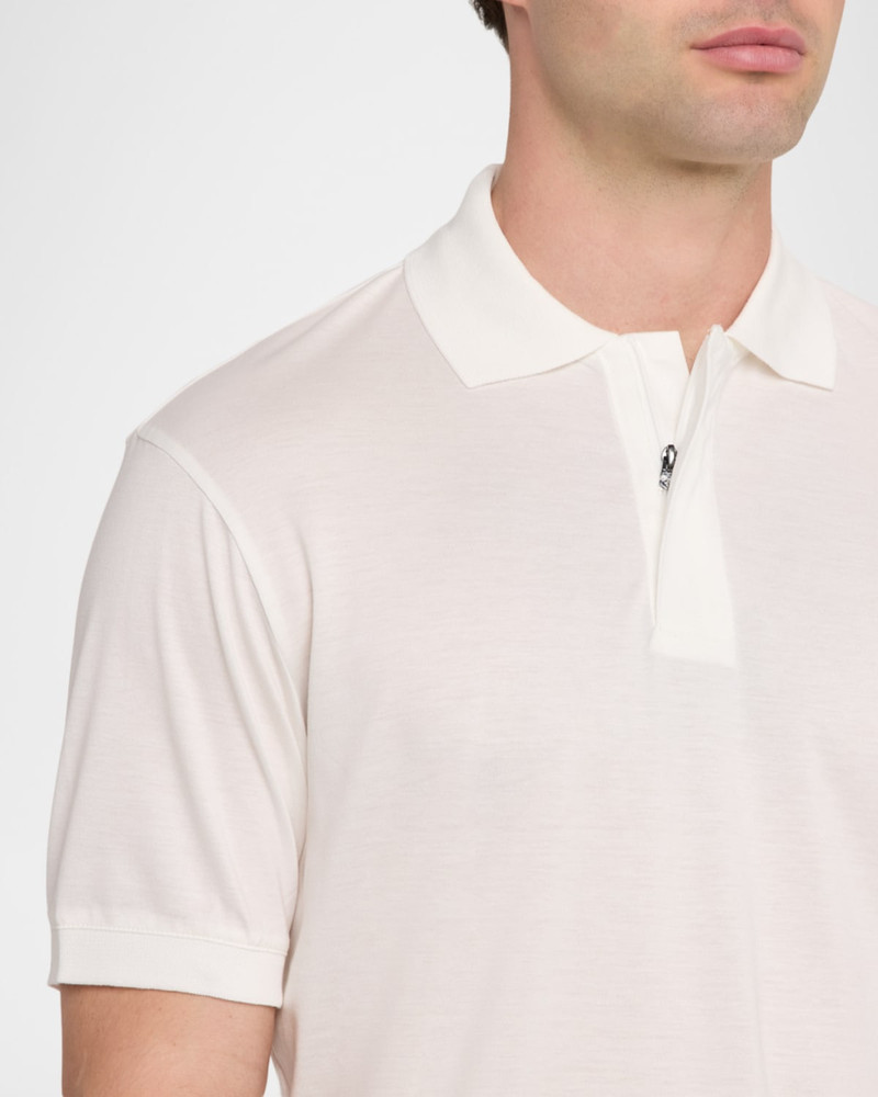 Men's Lyocell and Cotton Quarter-Zip Polo Shirt 5