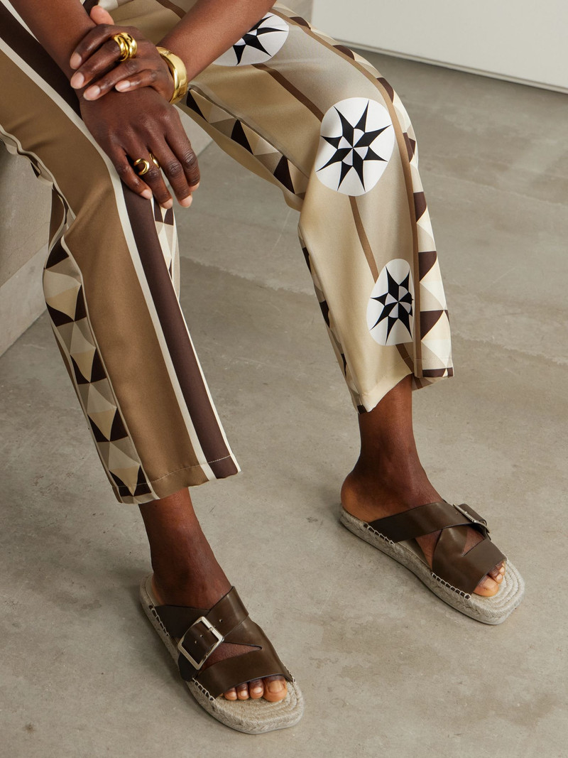 Loewe + Paula's Ibiza leather platform sandals Brown outlook