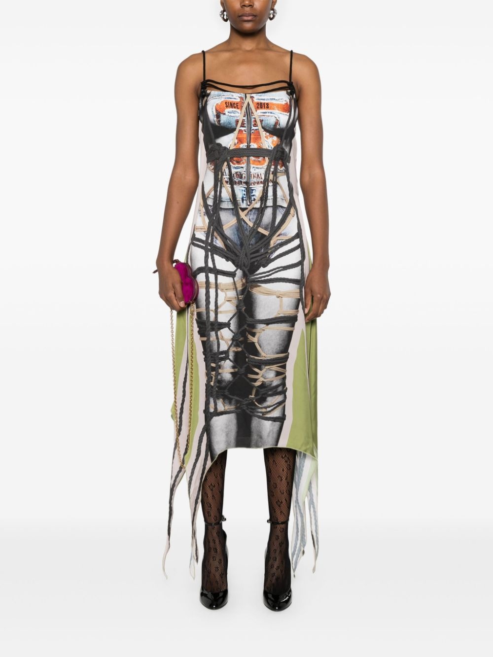 bondage-print midi dress - 2