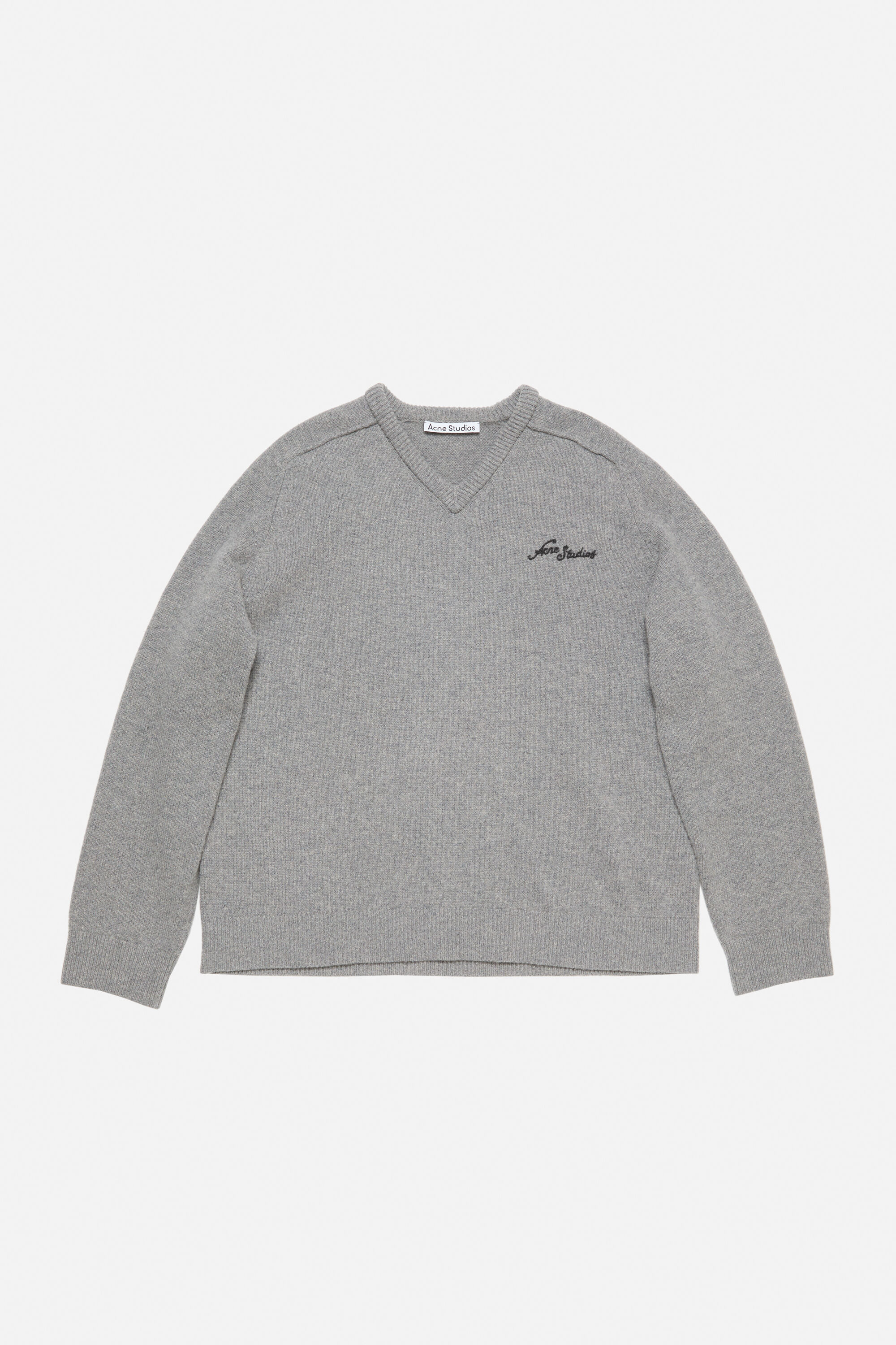 Wool v-neck sweater - Dark Grey Melange - 6
