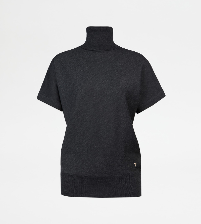 SILK BLEND TURTLENECK - GREY 1