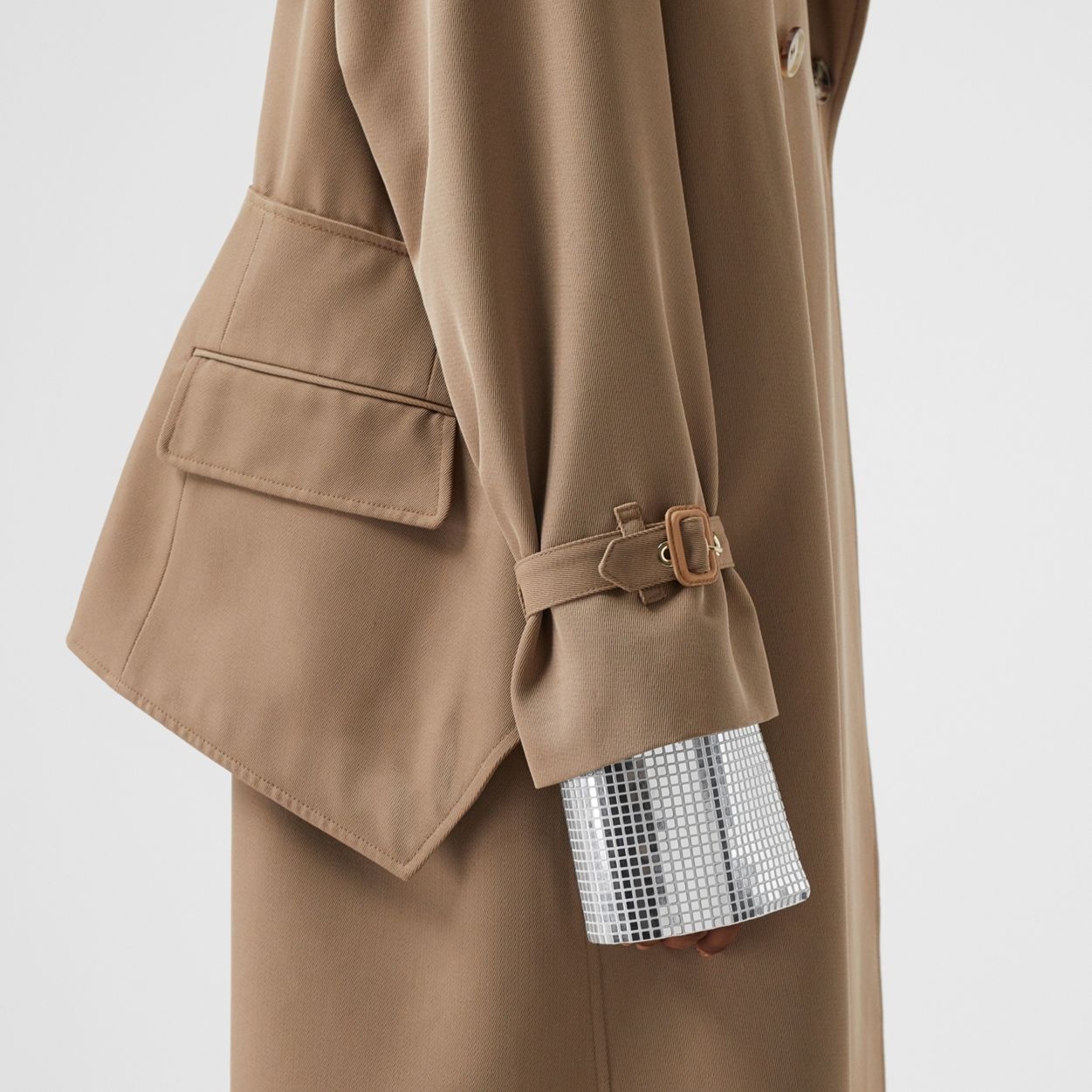 Basque Detail Technical Wool Gabardine Trench Coat - 4