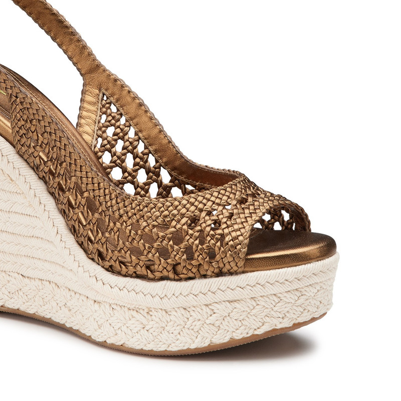Women's gold leather wedge 5