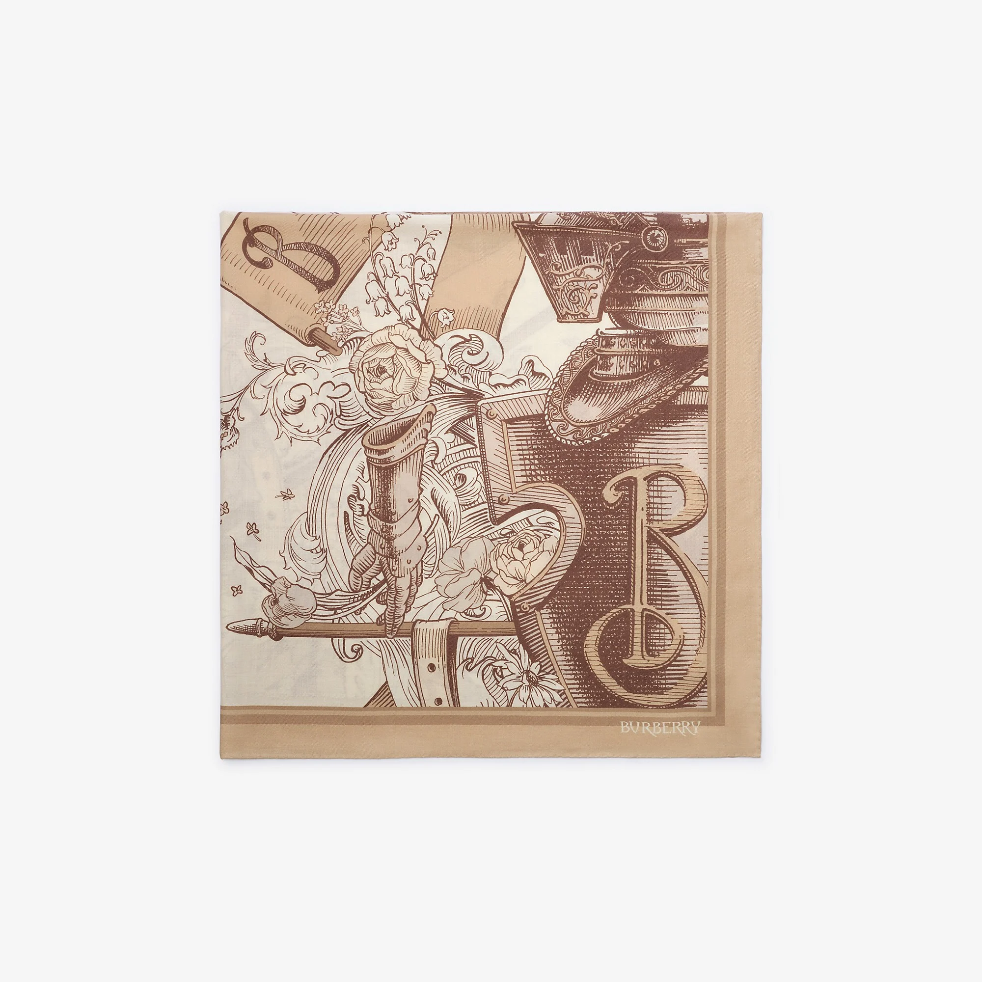 Etched Knight Cashmere Silk Scarf - 1
