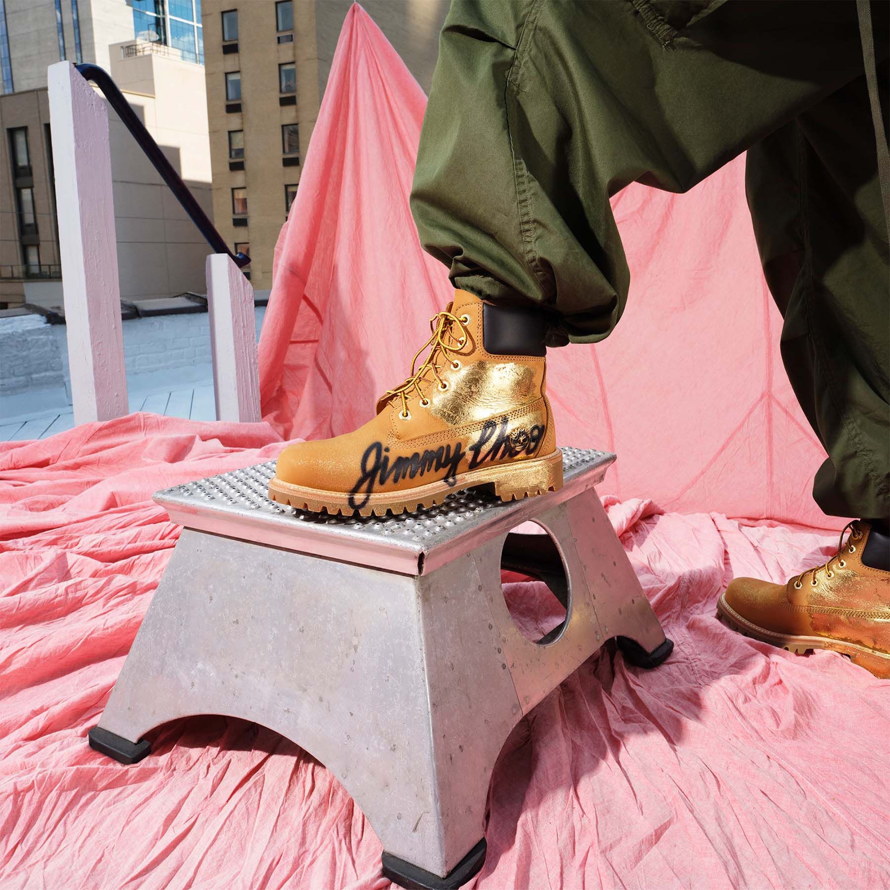 JIMMY CHOO X TIMBERLAND 6 INCH GRAFFITI BOOT
Wheat Timberland Nubuck Ankle Boots with Jimmy Choo Gra - 7