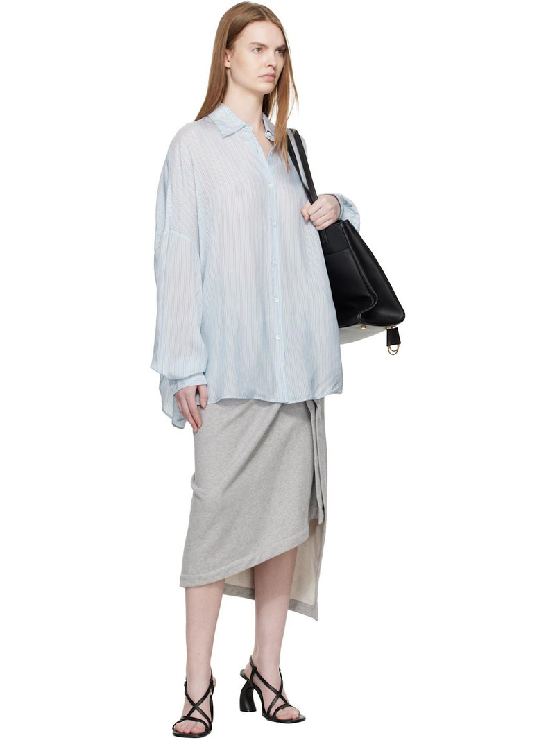Dries Van Noten Gray Ruffled Cotton Midi Skirt outlook