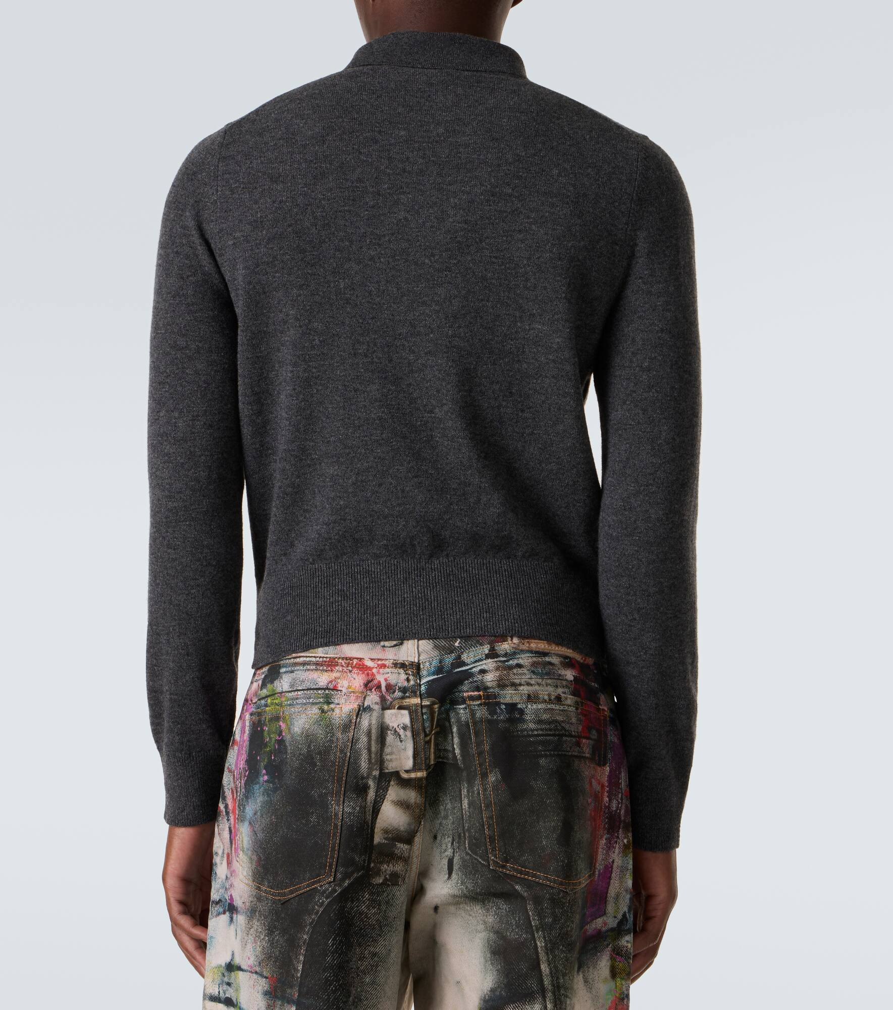 Jacquard wool and yak polo sweater - 4