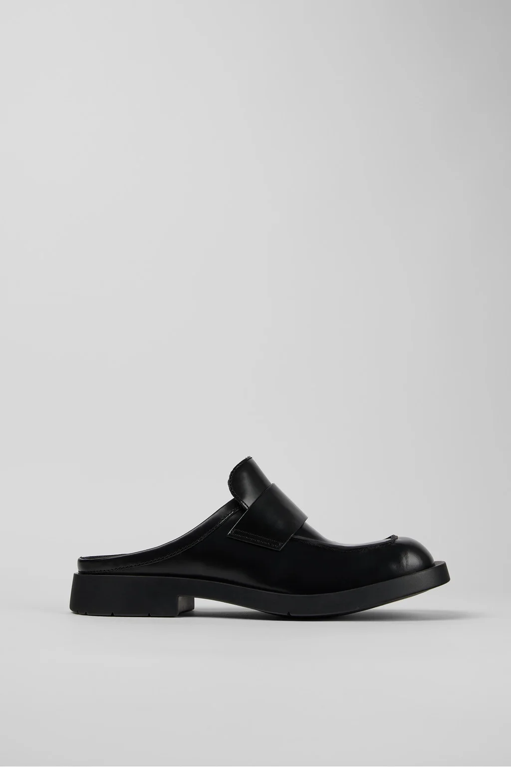 Black leather loafer slide - 1