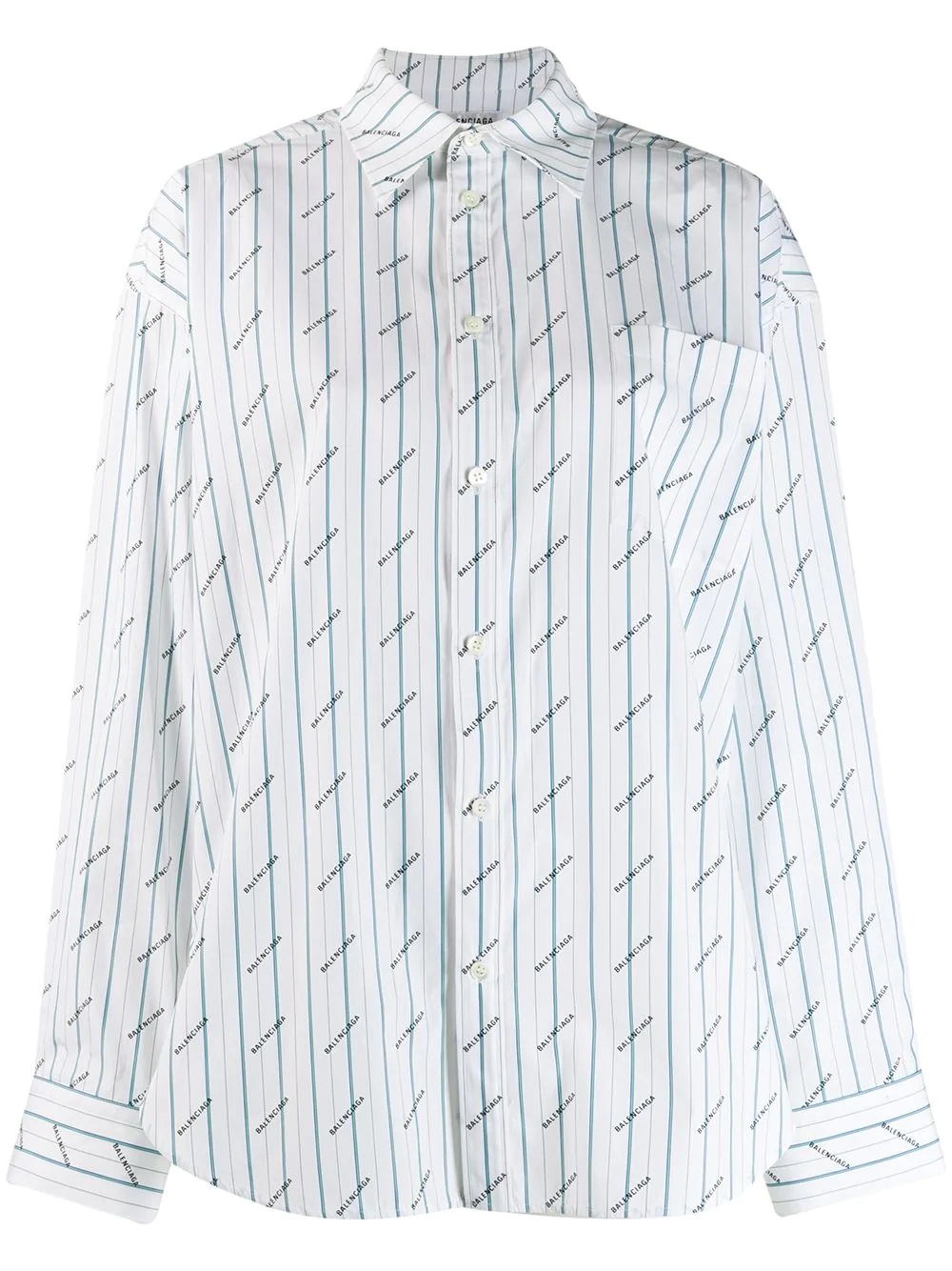 logo print striped shirt - 1