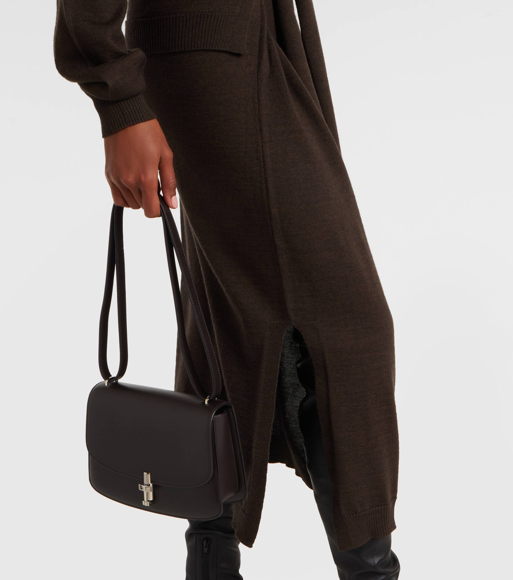 Turtleneck wool-blend midi dress - 5