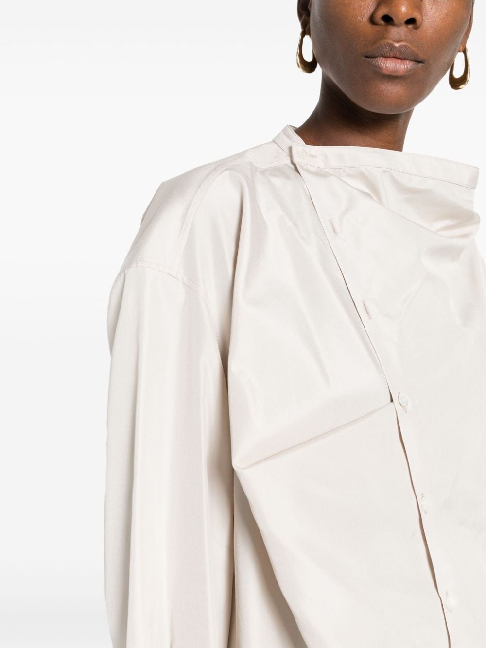 draped silk shirt - 5