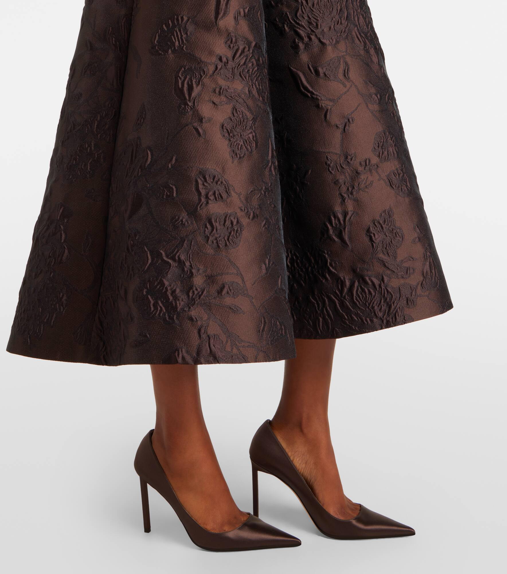 Flared embroidered midi dress - 6