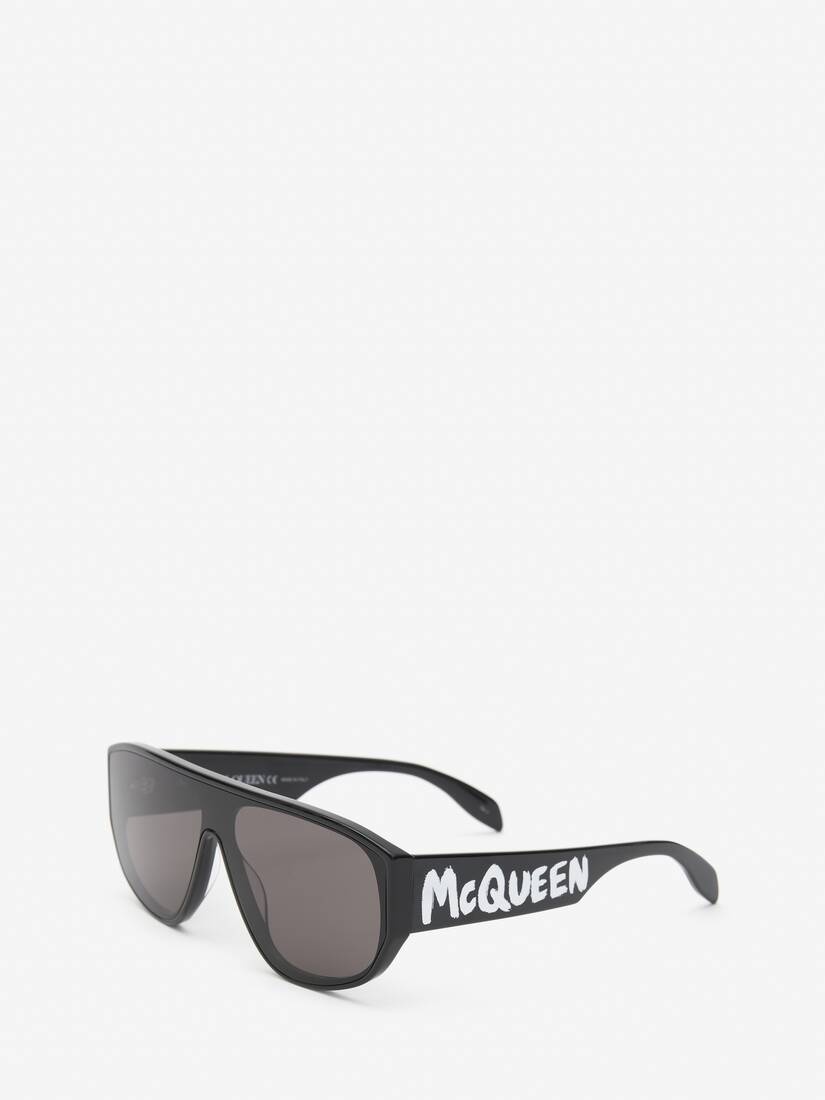McQueen Graffiti Mask Sunglasses in Black - 3