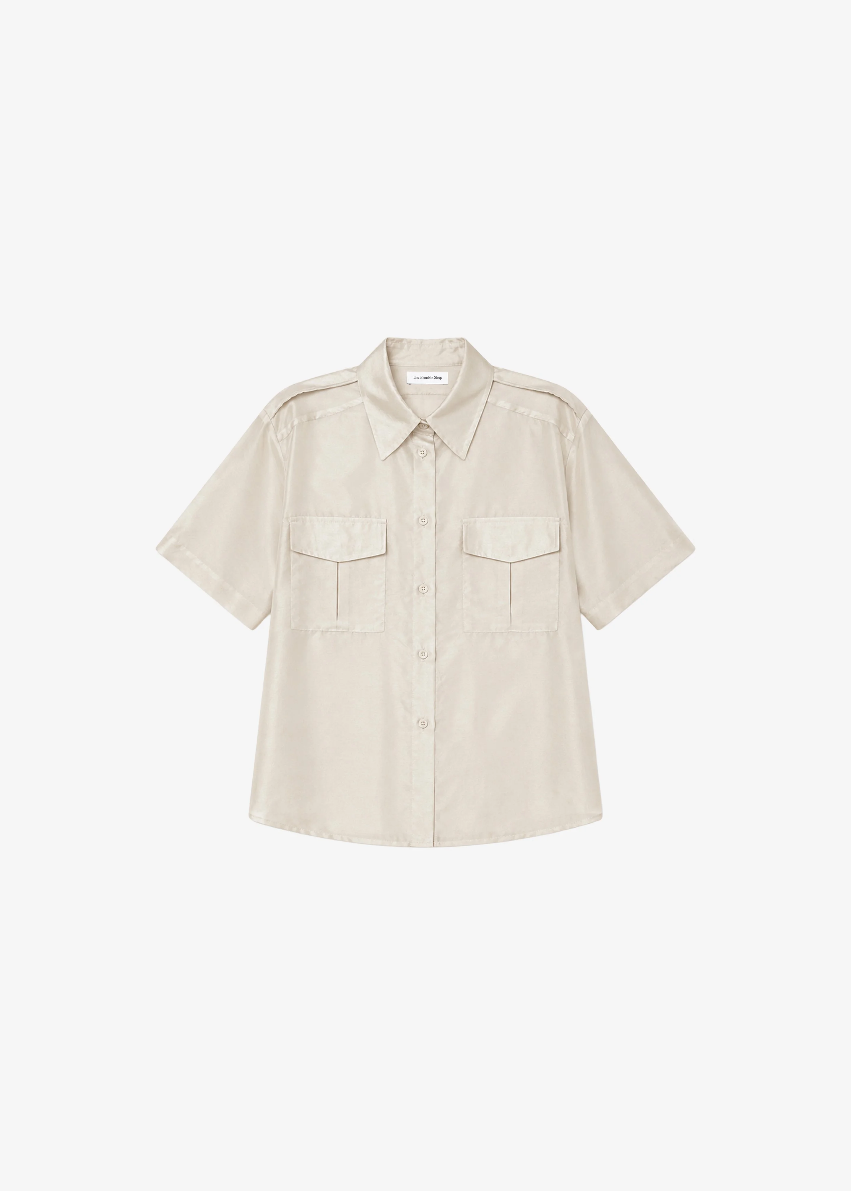 Aduna Satin Utility Shirt - Light Beige - 1