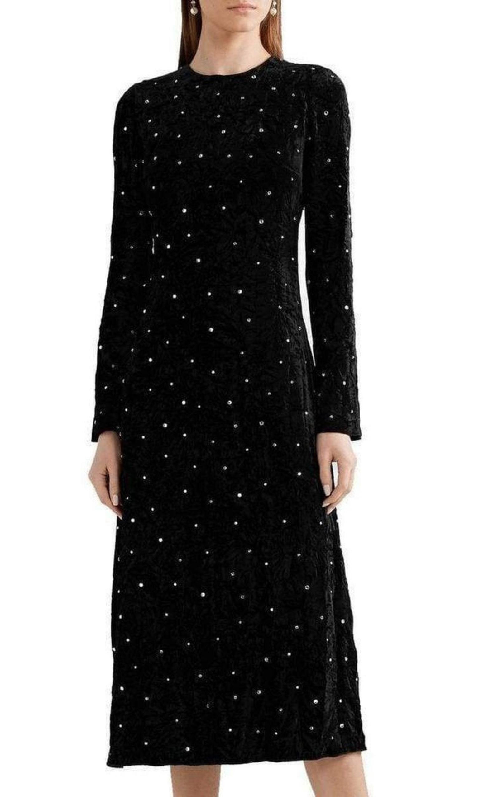 Open-Back Crystal-Embellished Crushed-Velvet Midi Dress - 3