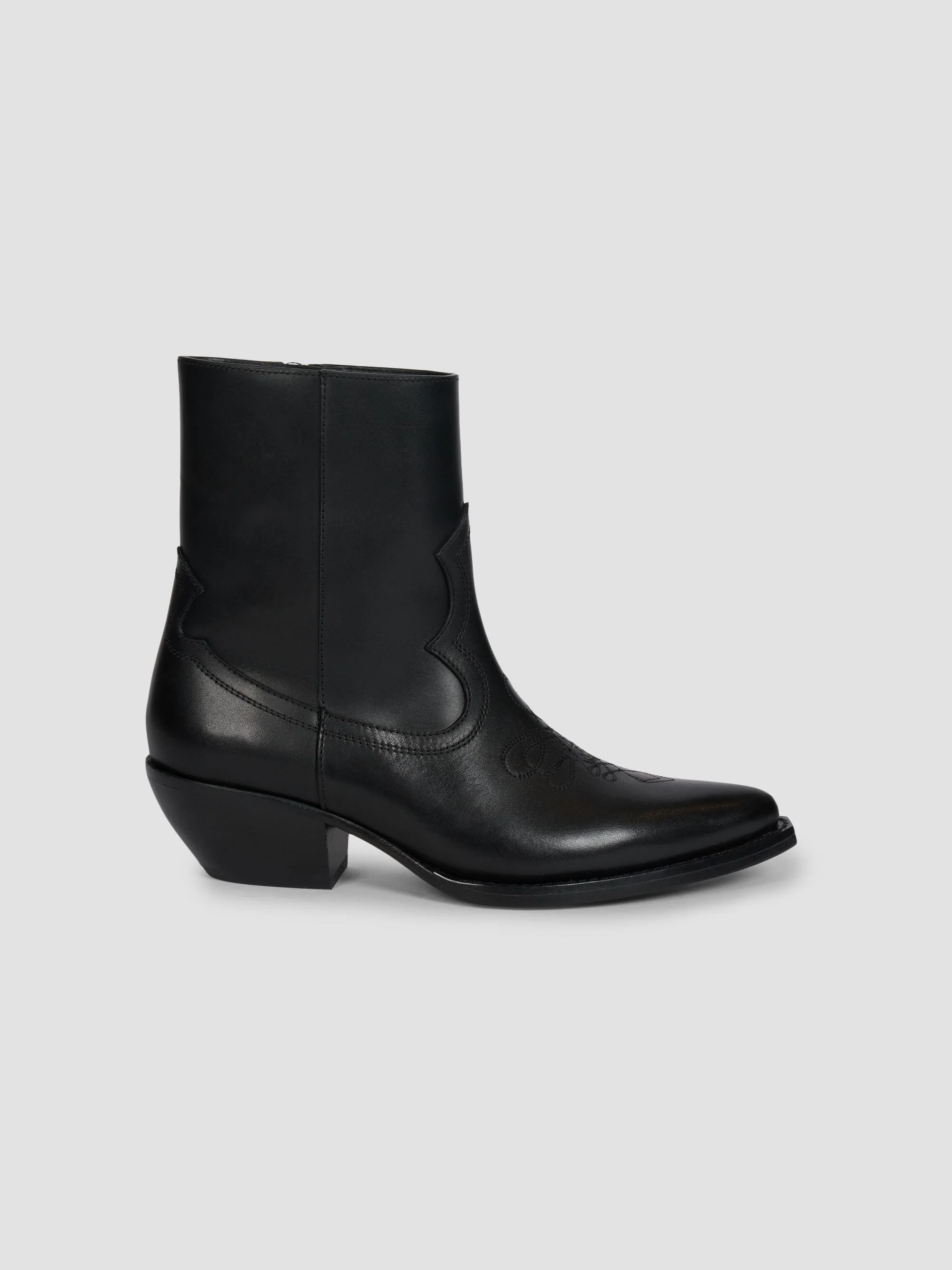 Women's 40MM Western-Style Leather Ankle Boots - Black - 1