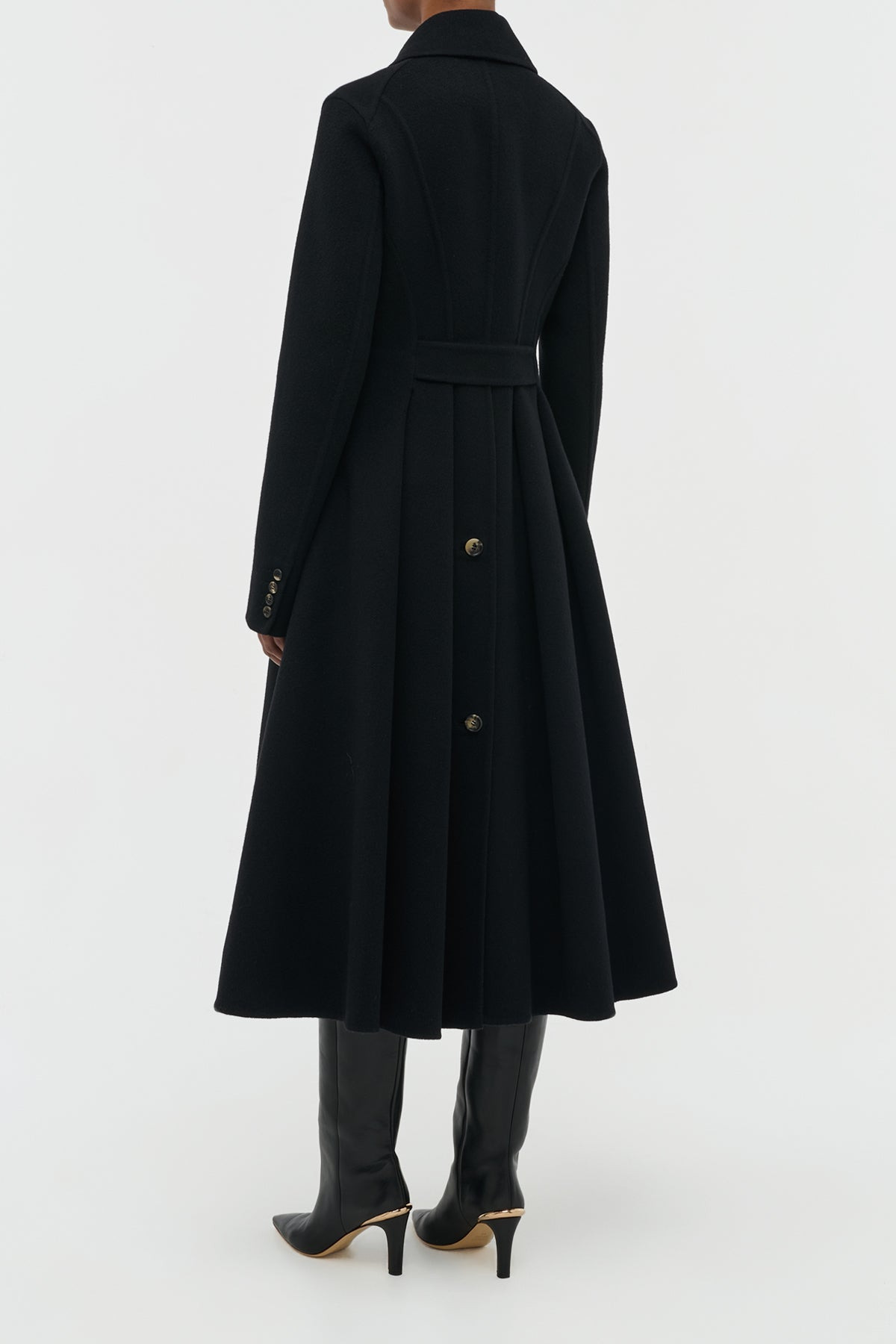 Cantwell Coat in Black Double-Face Recycled Cashmere - 4