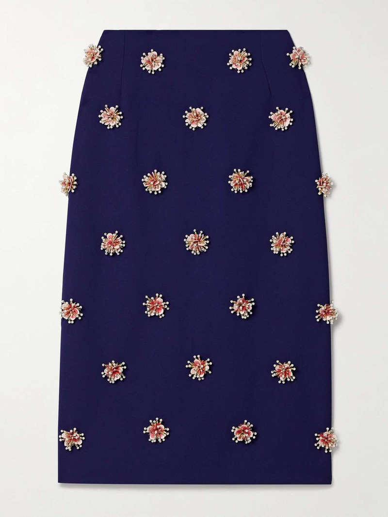 Appliquéd crepe midi skirt 1