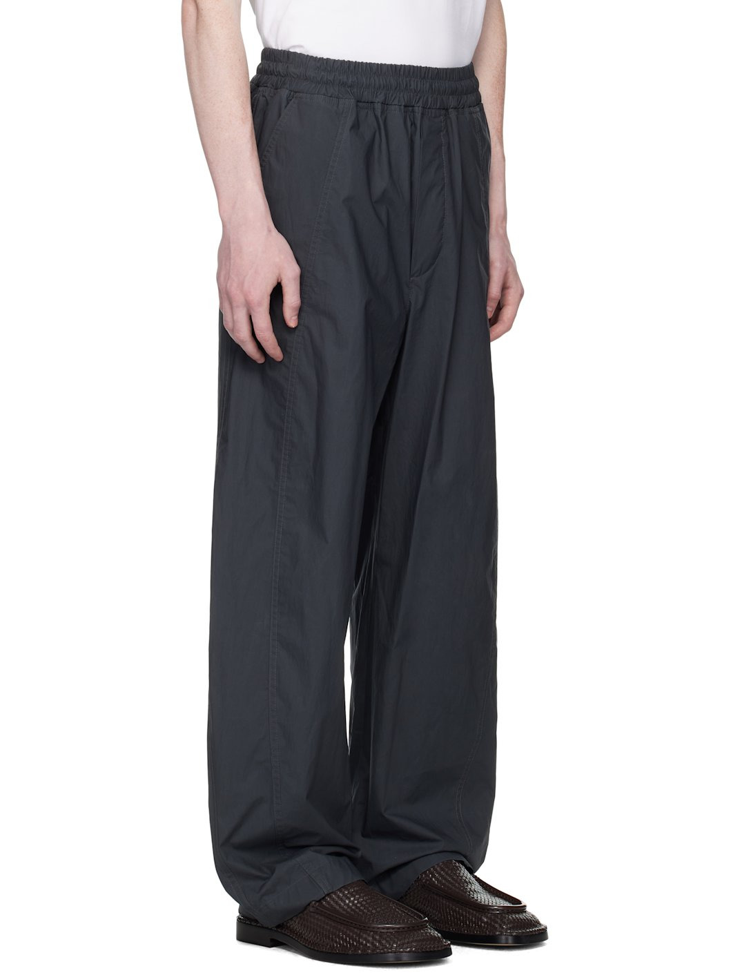 Gray Resinated Cotton Trousers - 2