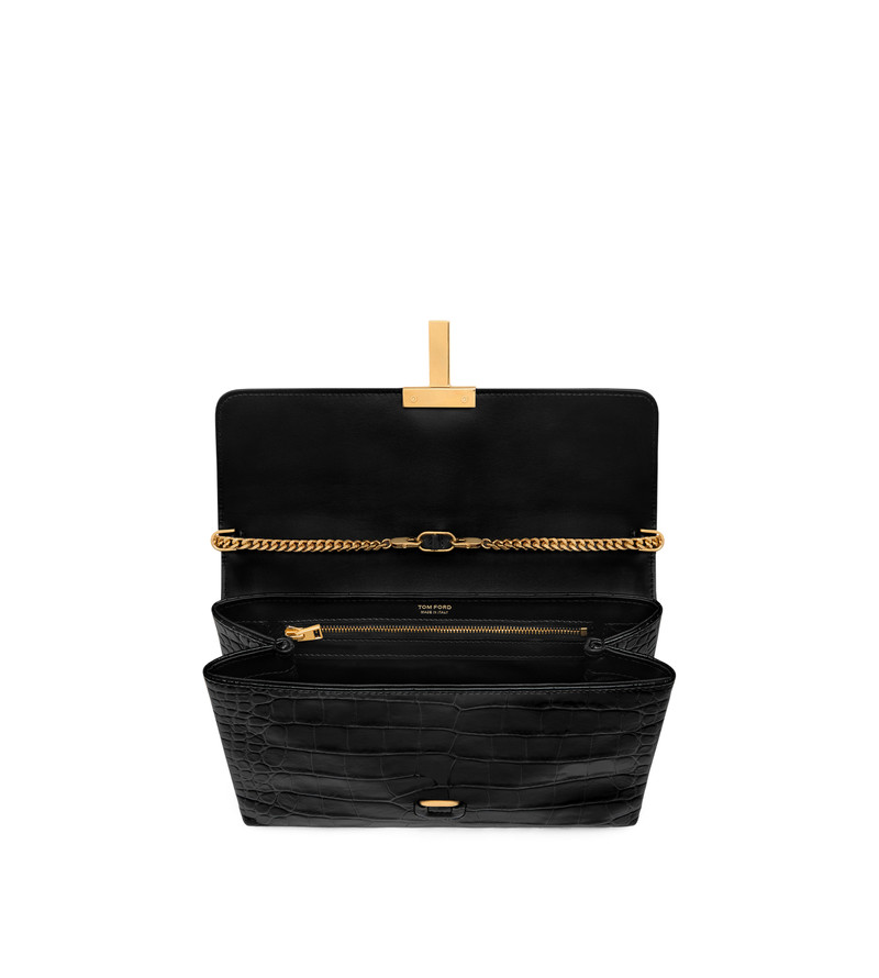 STAMPED CROCODILE LEATHER MONARCH MEDIUM SHOULDER BAG 4