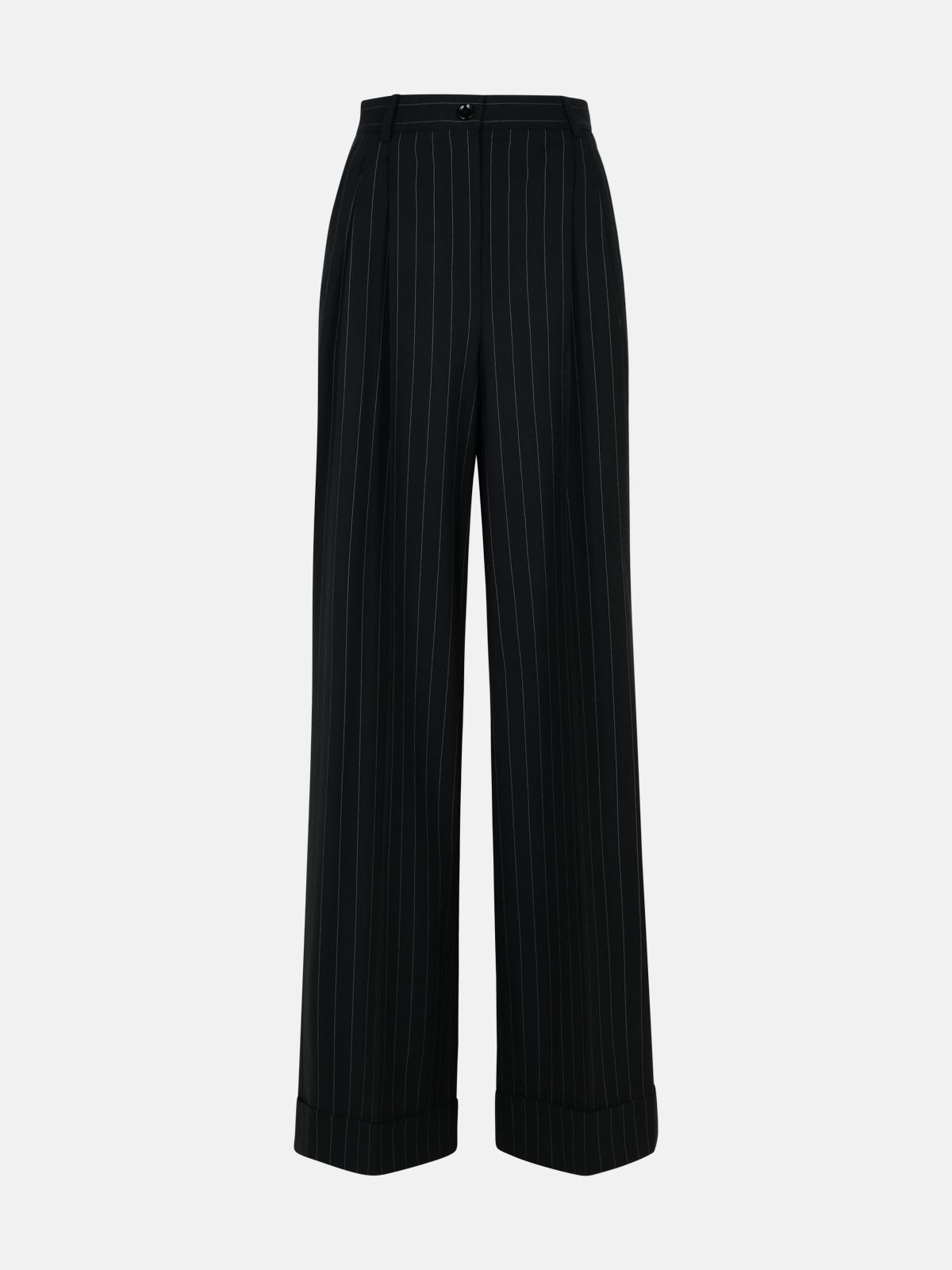 BLACK VIRGIN WOOL TROUSERS - 1