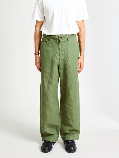 Engineered Garments Officer Pants in Olive Cotton Hemp Satin outlook