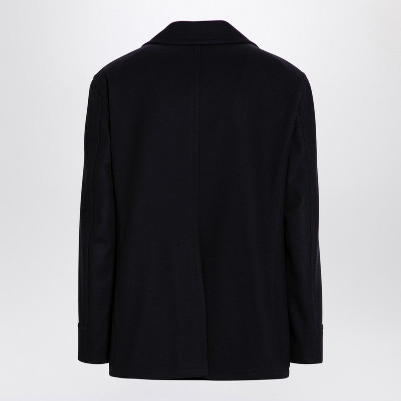 Tagliatore - Tagliatore Blue wool blend short double-breasted coat - 2