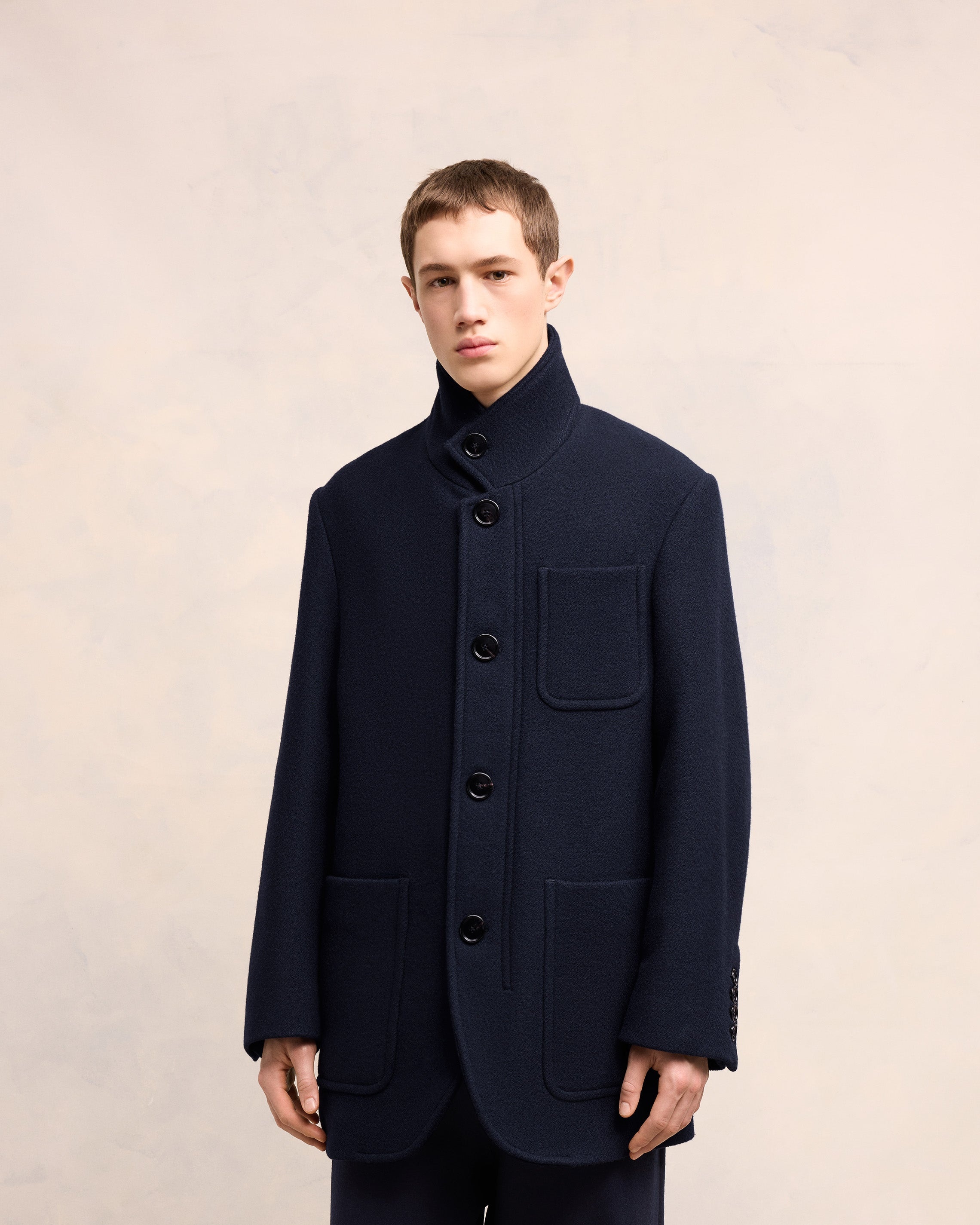 HIGH COLLAR SHORT COAT - 3